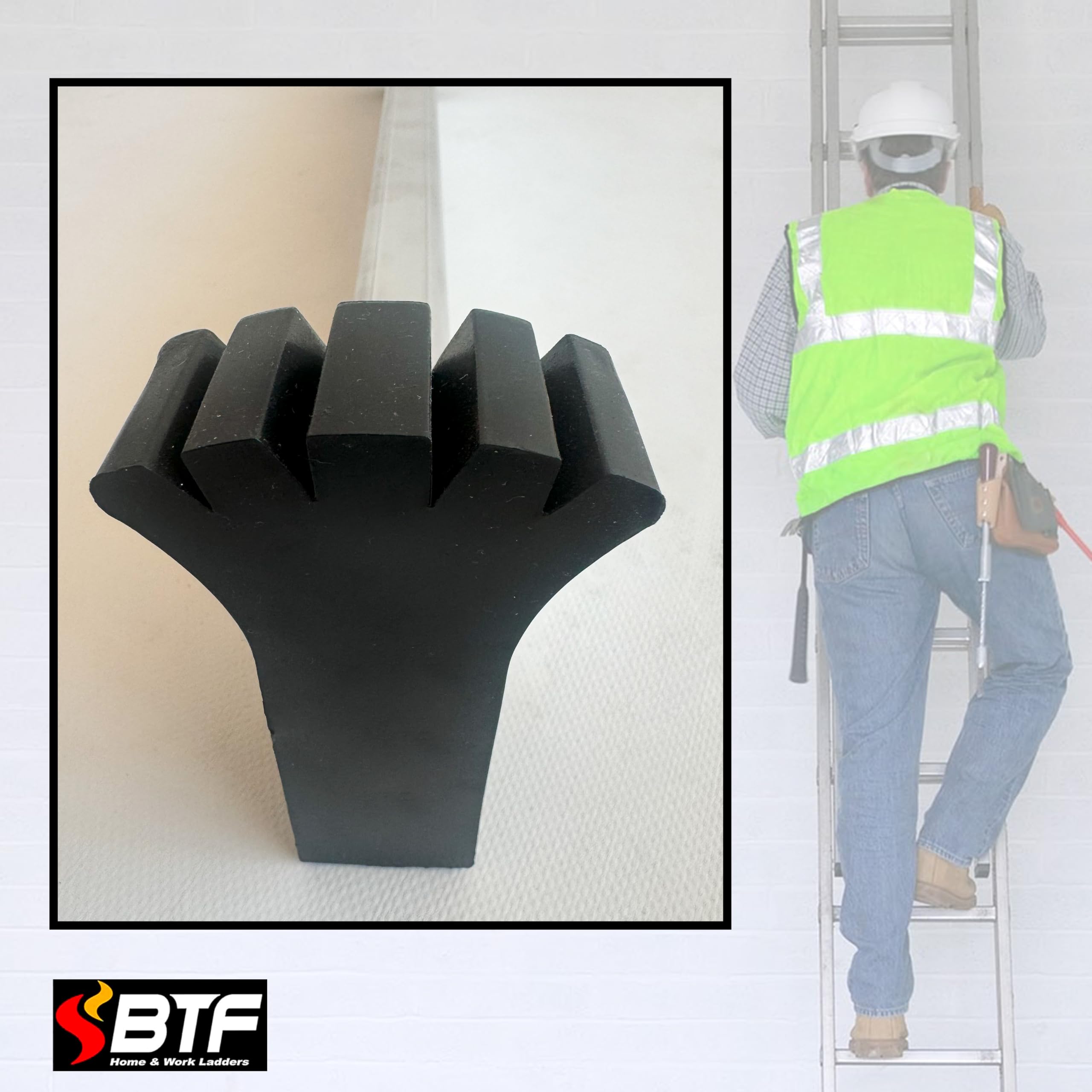 BTF | Base Estabilizadora Escaleras Industriales 110 cm de Largo, Perfil 65x25 mm | Distancia Entre Agujeros 435 ± 5 mm | 2 o 3 tramos por Encima de los 3,0 Metros de Alto. BTF-BEST110