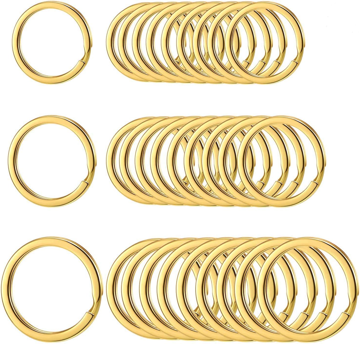 Key Chain Keychain Flat Button Ring Gold Outside Diameter 25mm 28mm 30mm (10 each)