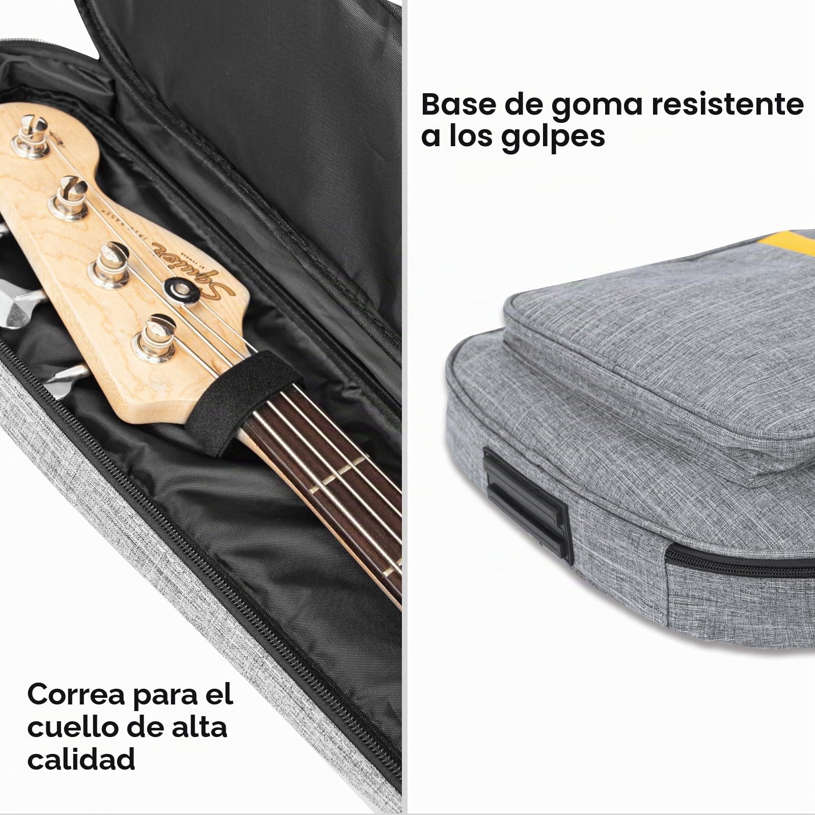 Funda acolchada para bajo eléctrico de 0.4 pulgadas, impermeable, para bajo eléctrico, funda acolchada suave para bajo eléctrico, color gris, Gray, Bass Guitar Bag-Gray, moda
