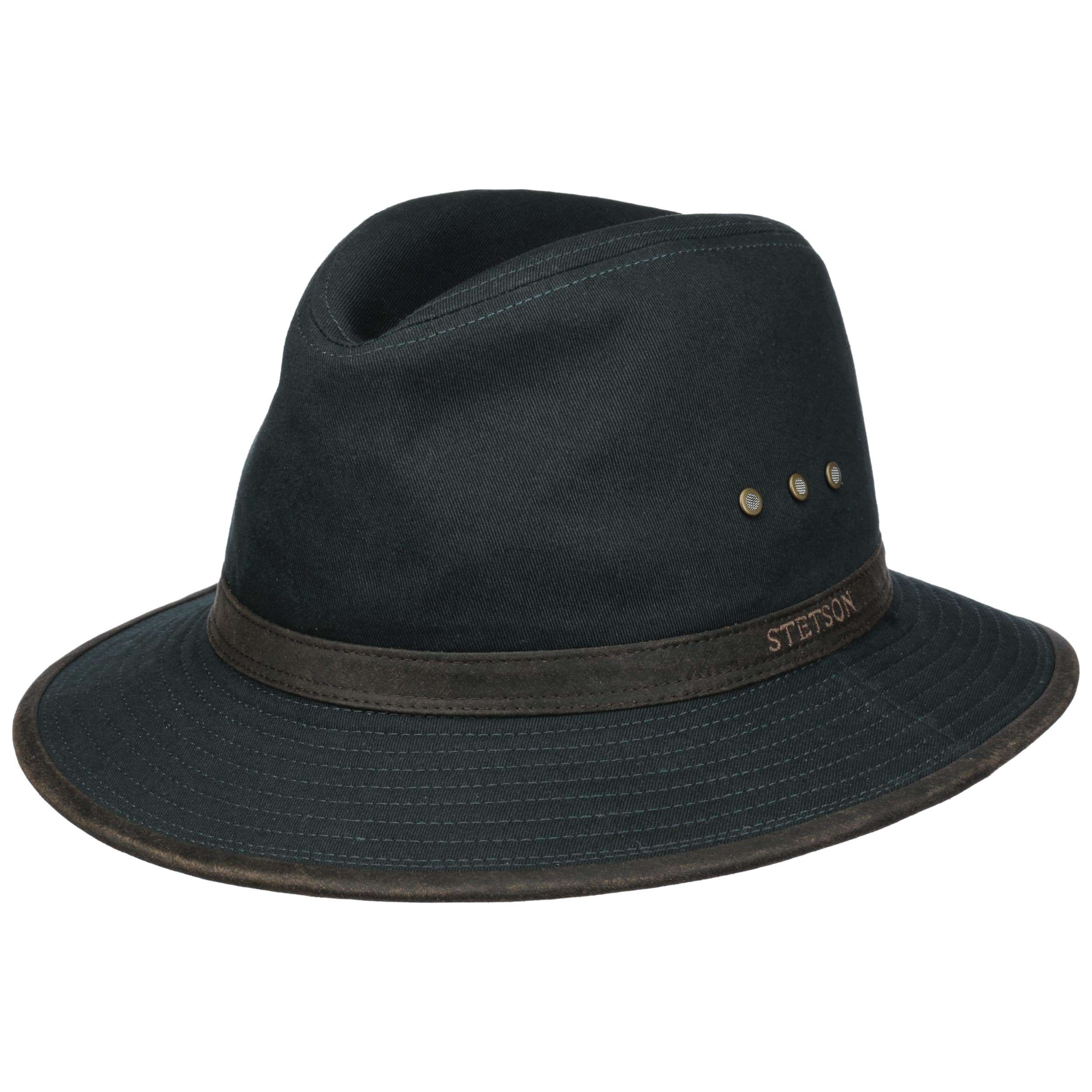 Stetson Sombrero de Algodón AVA Hombre - Outback Aventurero con Banda Piel, Ribete Verano Primavera/Verano