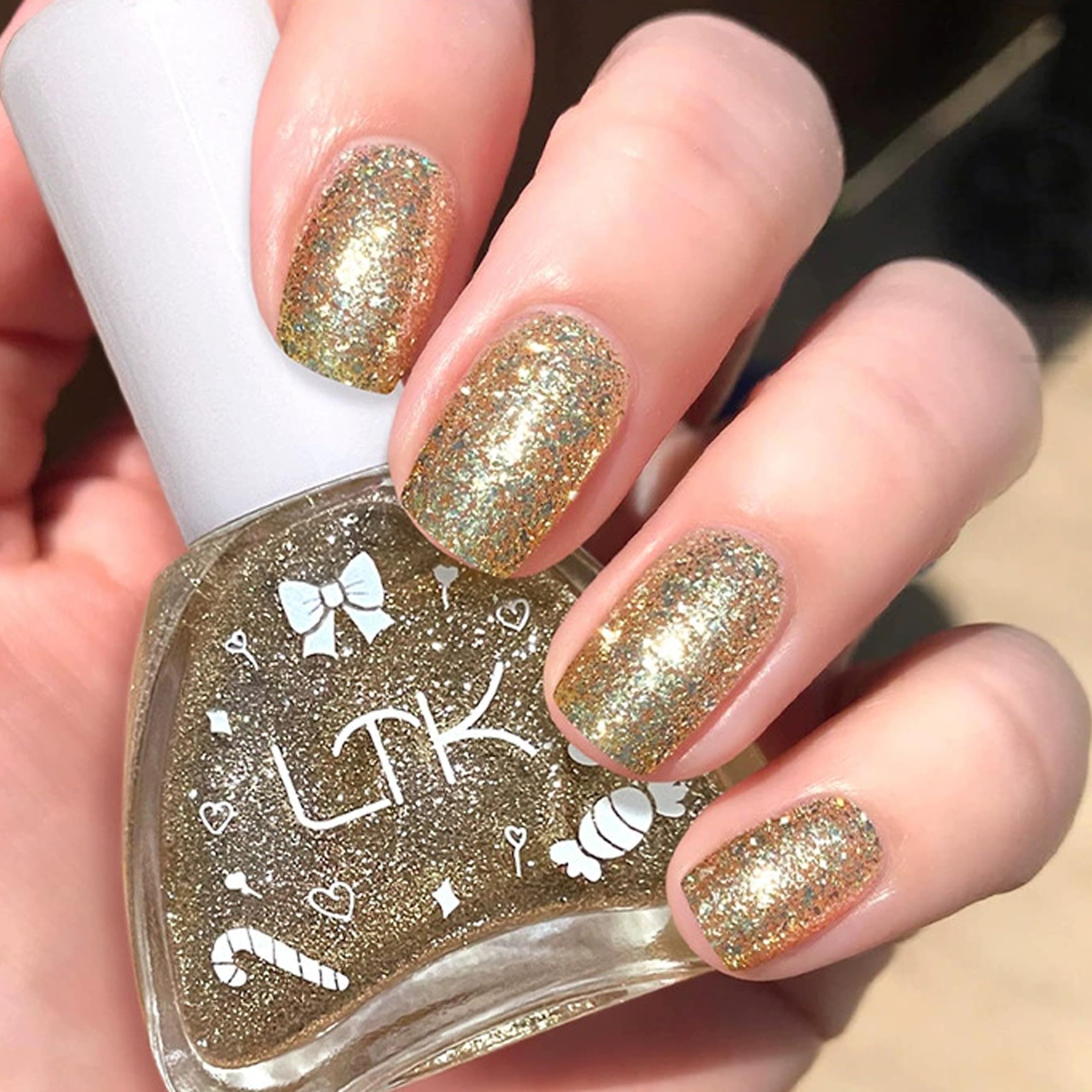 Goldener Glitzer Nagellack – Schnelltrocknend, Langanhaltend, Vegan, Auf Wasserbasis, 7 Ml, Für Maniküre & Nail Art