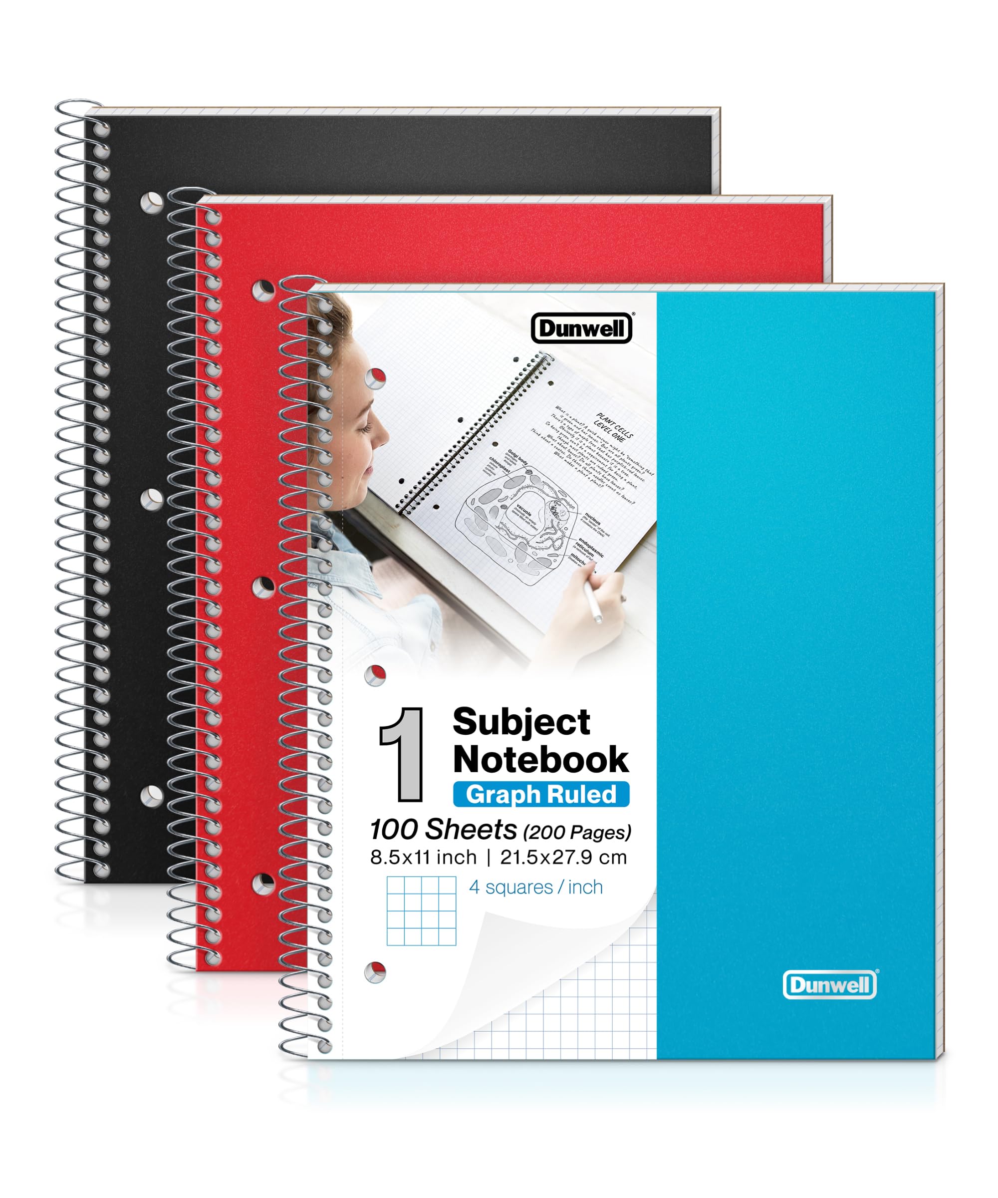 Perforated Graph Notebook Snapklik.com : Dunwell Graph Paper Notebook 8.5 X 11 (3-Pack Red Blue ...