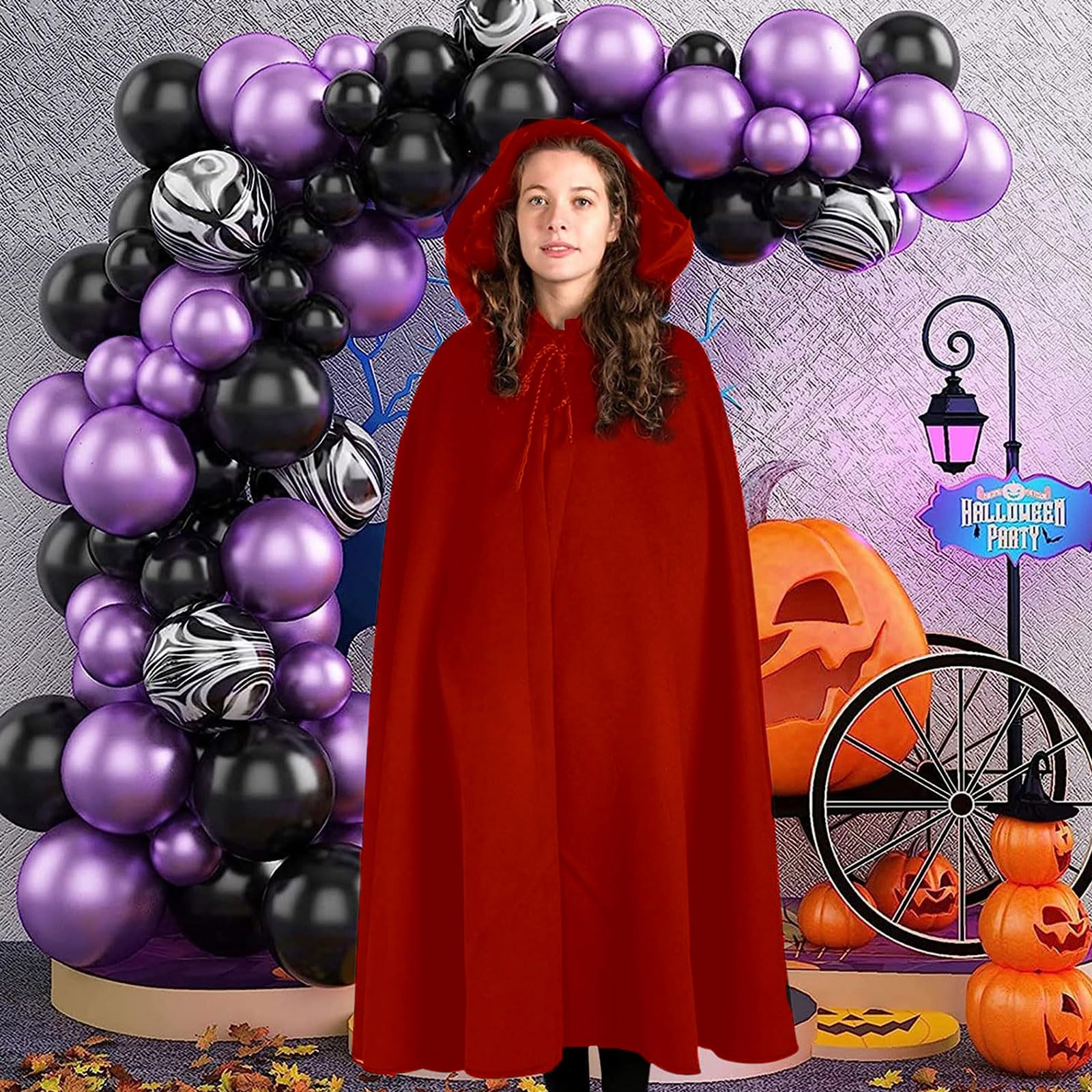 Cape Noire à Capuche 120cm Pour Halloween - Déguisement Sorcier Sorcière Adulte Enfant