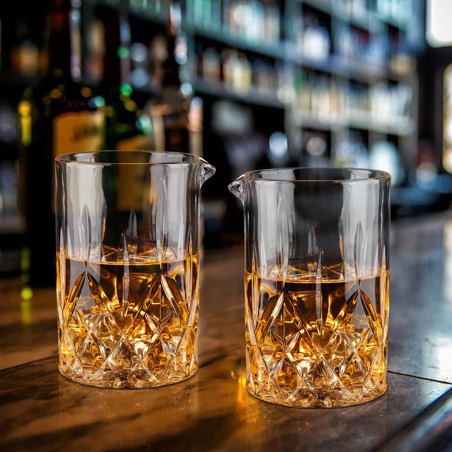Vaso mezclador de cóctel, vasos mezcladores de cristal de 18.5 onzas, accesorios de barman de fondo grueso para whisky Manhattan Martini 4