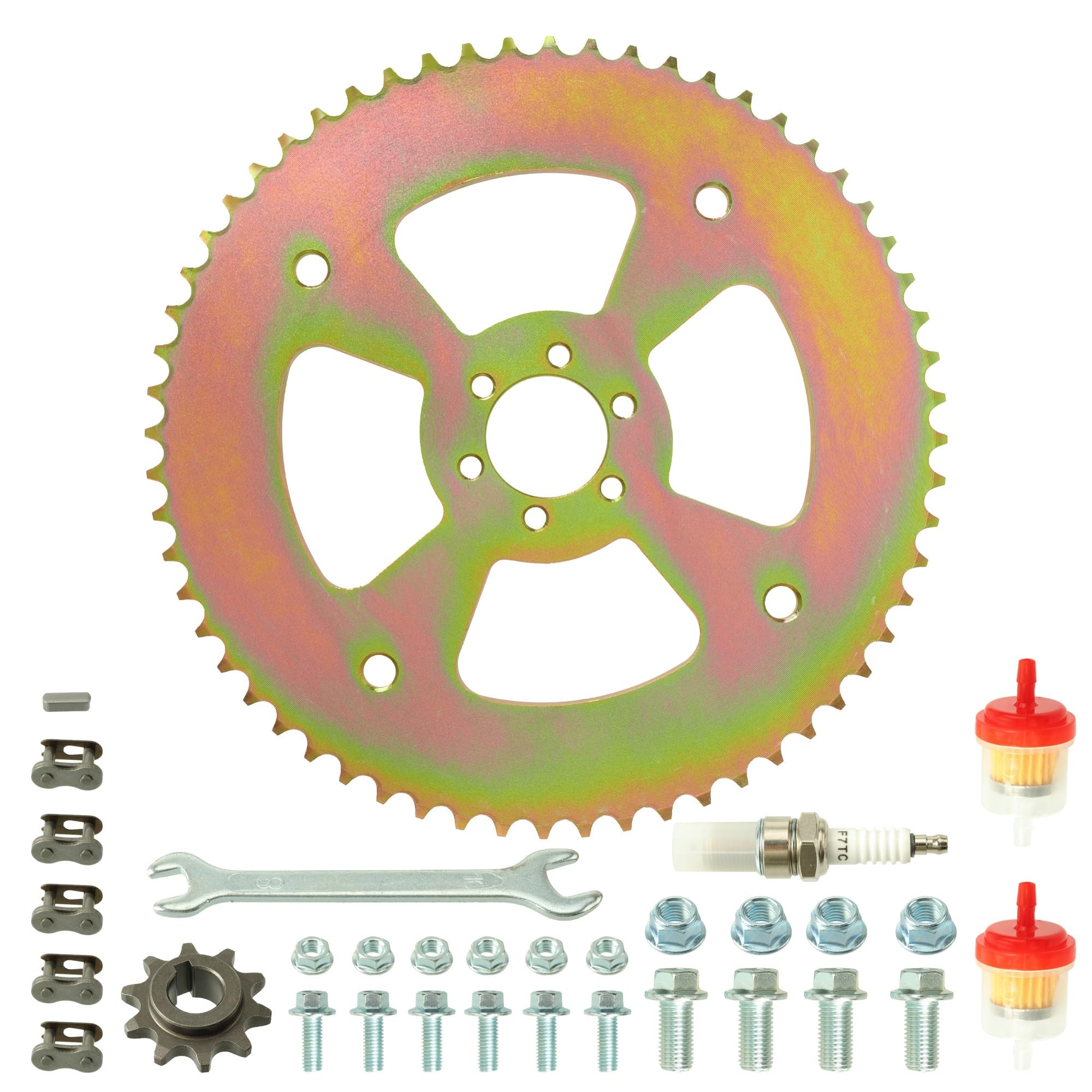 EJUOYO Chain Sprocket Fit For CT100U 110cc 125cc 140cc Dirt Pit Bike 420 Chains 40T/50T/60T Teeth Motorcycle Chain Sprockets(60TWith accessories)