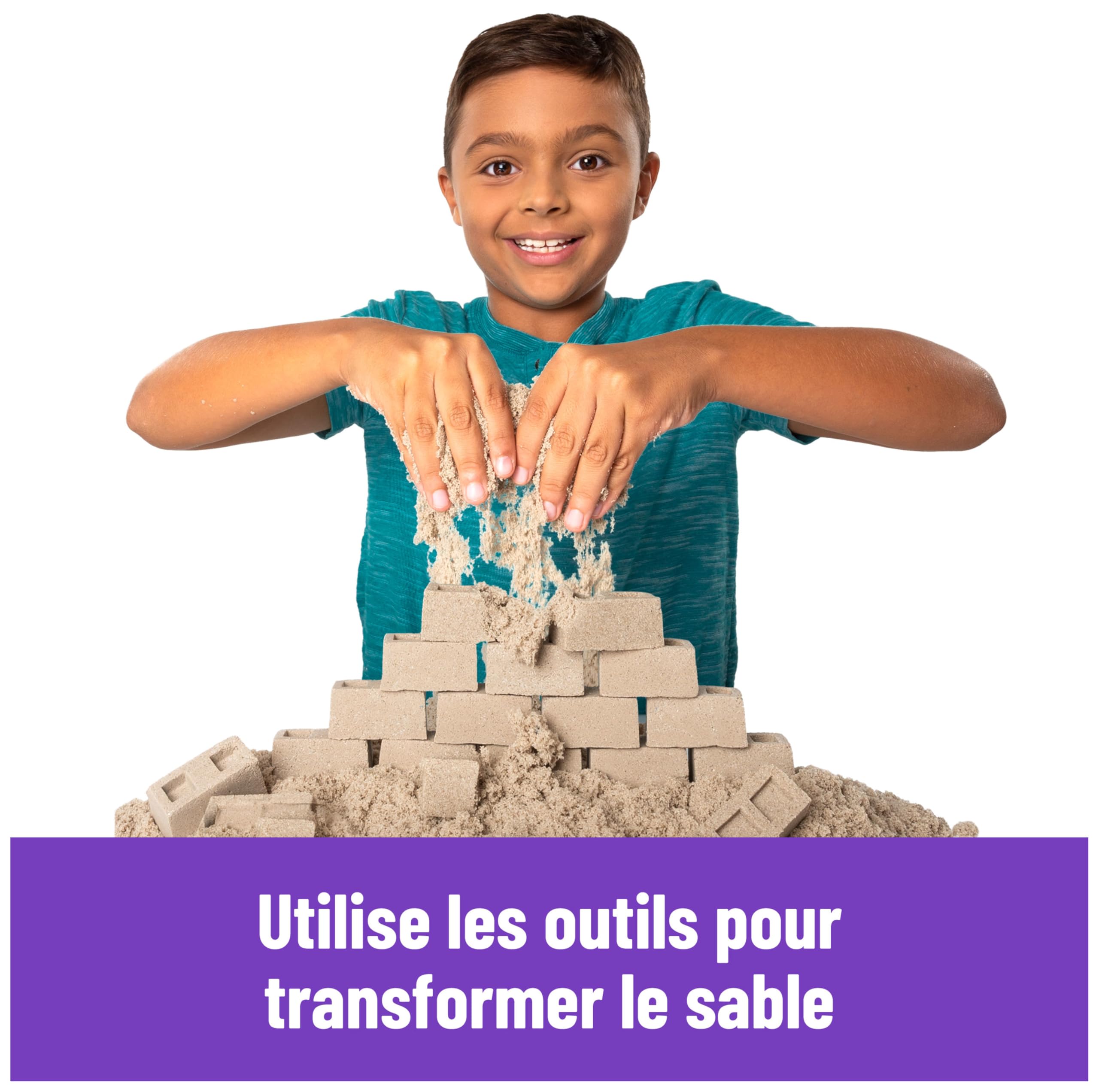 Kinetic Sand Sable Magique - Mallette de Construction 907 G + 3 Accessoires - Emportez Votre Sable À Modeler Partout & Sculptez Vos Créations comme De La Pâte À Modeler - Jouet Enfant 3 Ans Et +