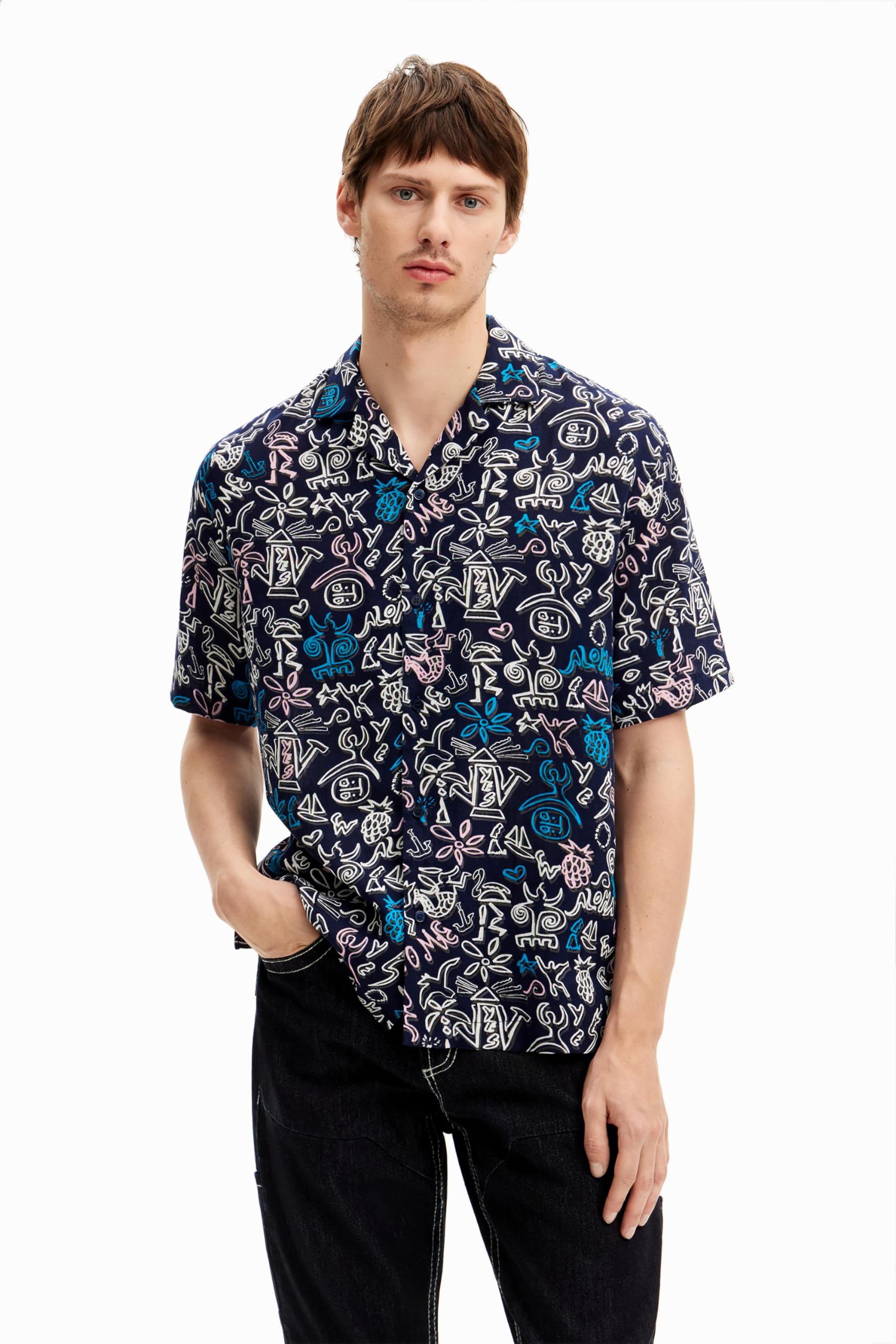 Desigual CAM_Alfredo, 5000 Navy, S, Azul, S
