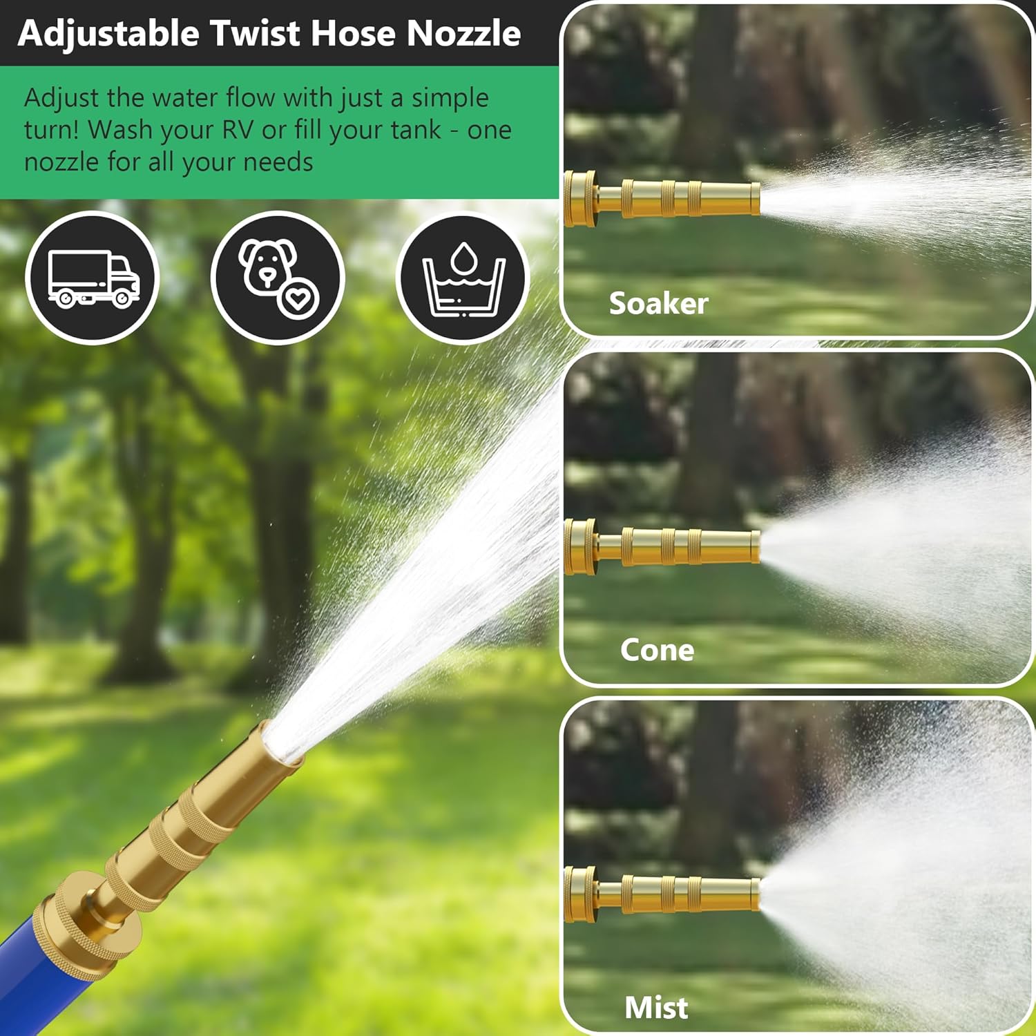 KORVOS All in One Fresh Water Kit, RV Water Pressure Regulator, Inline Water Filter, Hose Splitter, Brass Elbow, Flexible Connector, Hose Quick Connects, Leak Repair Kit, and Carrying Case