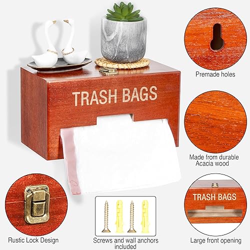 Miniatura 8 de Dispensador de bolsas de basura Dispensador de bolsas de basura montado en la pared Soporte de rollo para encimera, almacenamiento y organización