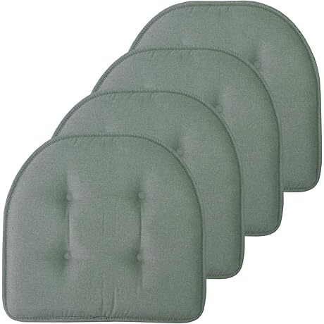 Food Network Chair Pads, Memory Foam Non-Slip Tufted Seat Cushions, 17" x...