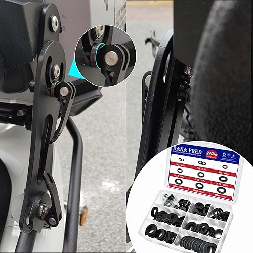 Miniatura 7 de 240 piezas espaciadoras redondas planas de nailon, 9 tamaños, kit surtido de arandelas planas negras, anillo de plástico avellanado, anillo de