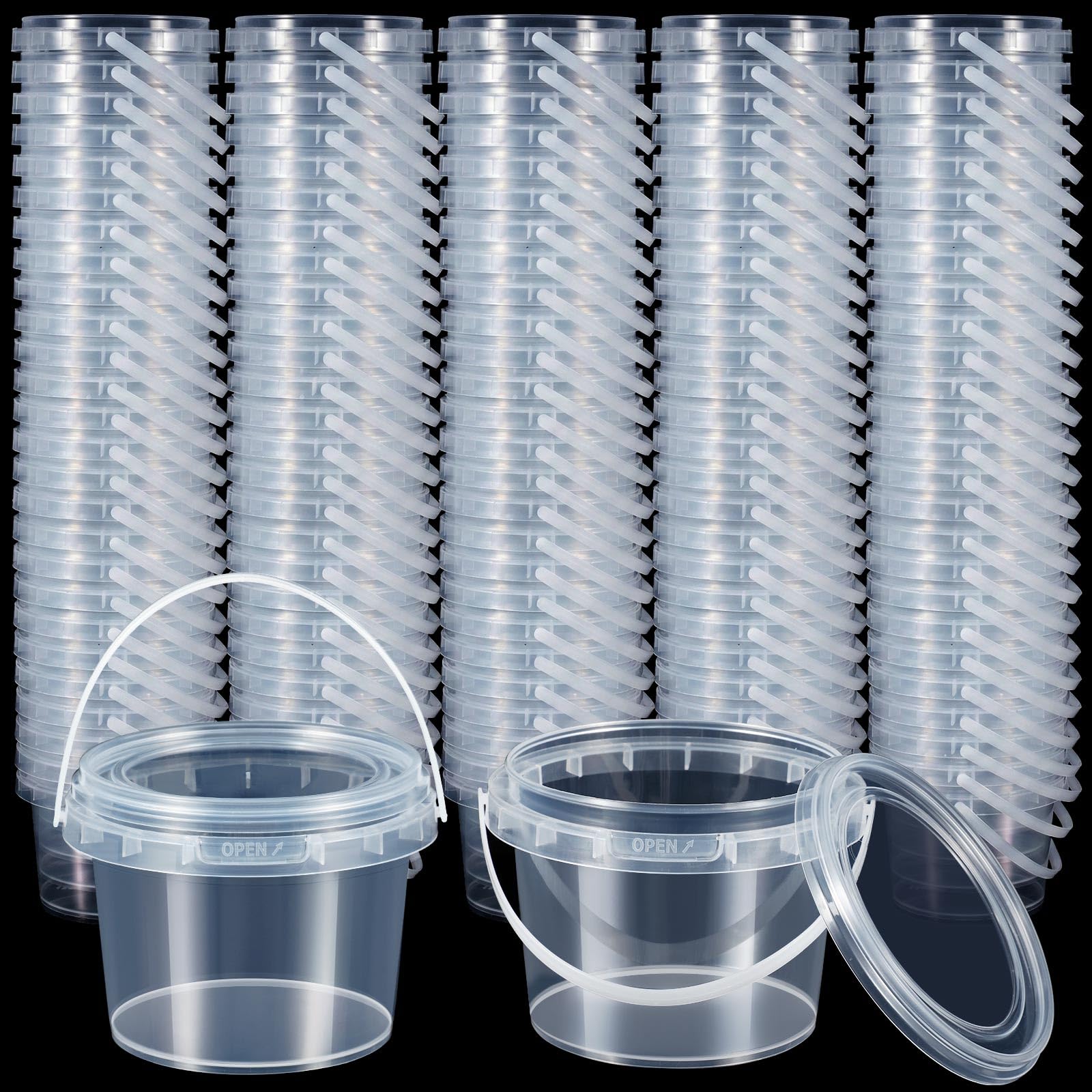 Photo 1 of Maxcheck Clear Plastic Storage Buckets with Lids (100 Pcs, 10oz)
