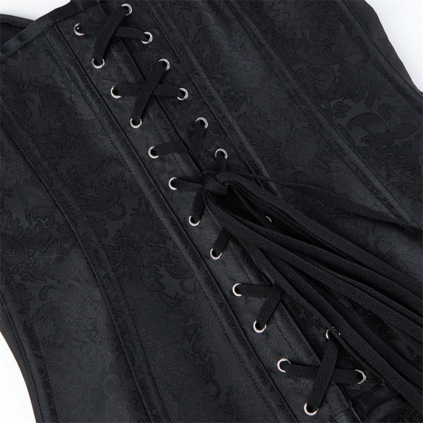 Corsetto guaina a vita sottile da donna con balene in acciaio, Shapewear dimagrante con motivo floreale, senza spalline scolpente per abito da sera (nero, XL)