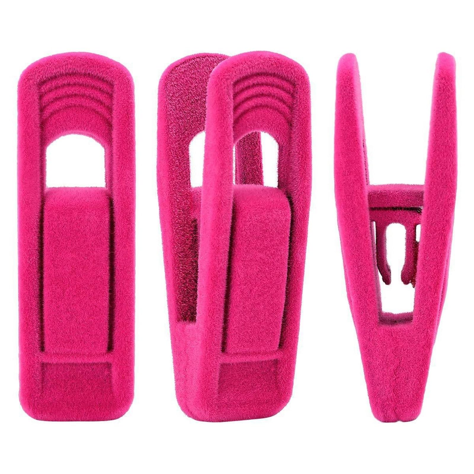 Missffcat 10/20pcs Non-Slip Velvet Hanger Clips - Space-Saving Clothespins for Clothes Organization(Pink,20pcs)