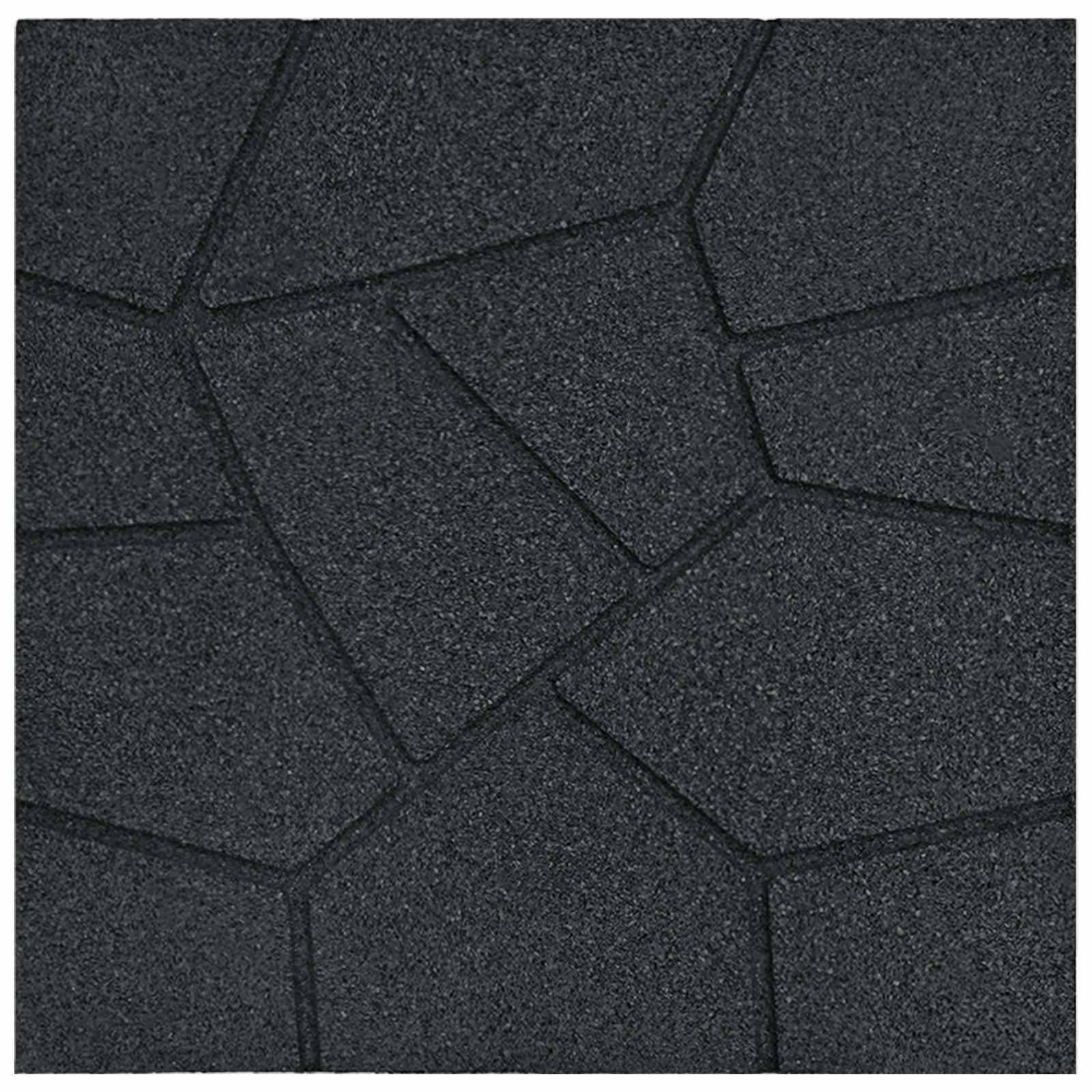 6 piedras de goma negra de 40,5 x 40,5 x 2 cm cuadradas con superficie antideslizante para senderos de jardín, borde de arriates, terrazas y exteriores
