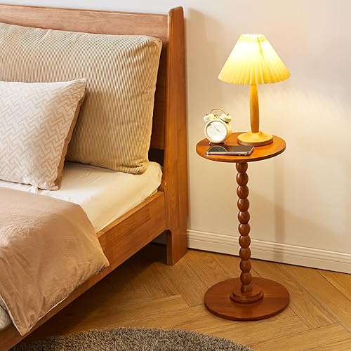 Miniatura 2 de Mesa auxiliar redonda de madera, pequeña mesa decorativa, mesita de noche, mesa auxiliar moderna para sala de estar, dormitorio, espacio pequeño,