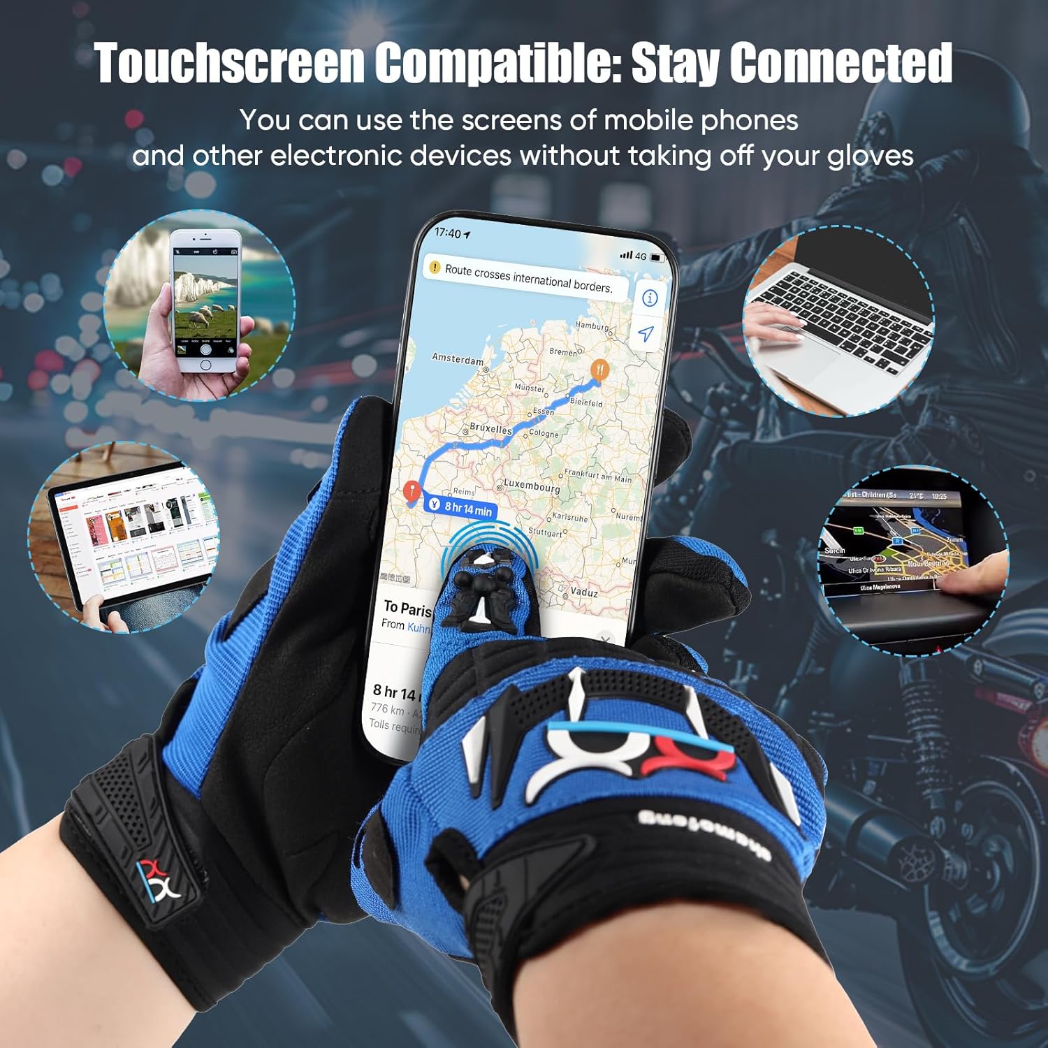 Breathable Motorcycle Riding Gloves Full Finger Knuckle Protection Touchscreen Compatible for Motocross, Mountain Bike,Dirt Bike, Cycling, Off-Road Racing - Image 6