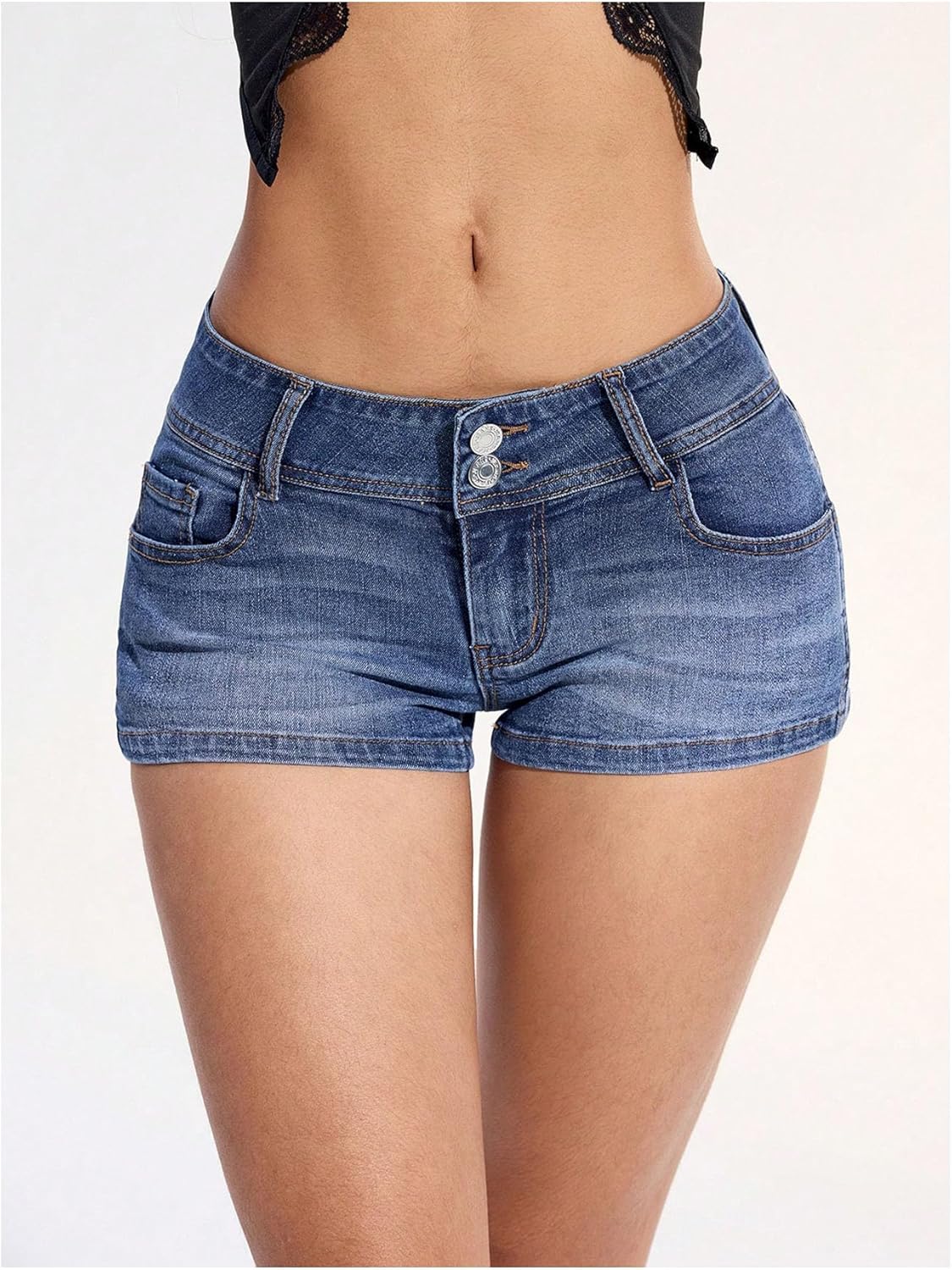 Milumia Women's Low Waisted Denim Shorts Y2k Mini Jean Shorts with Pocket - Image 2
