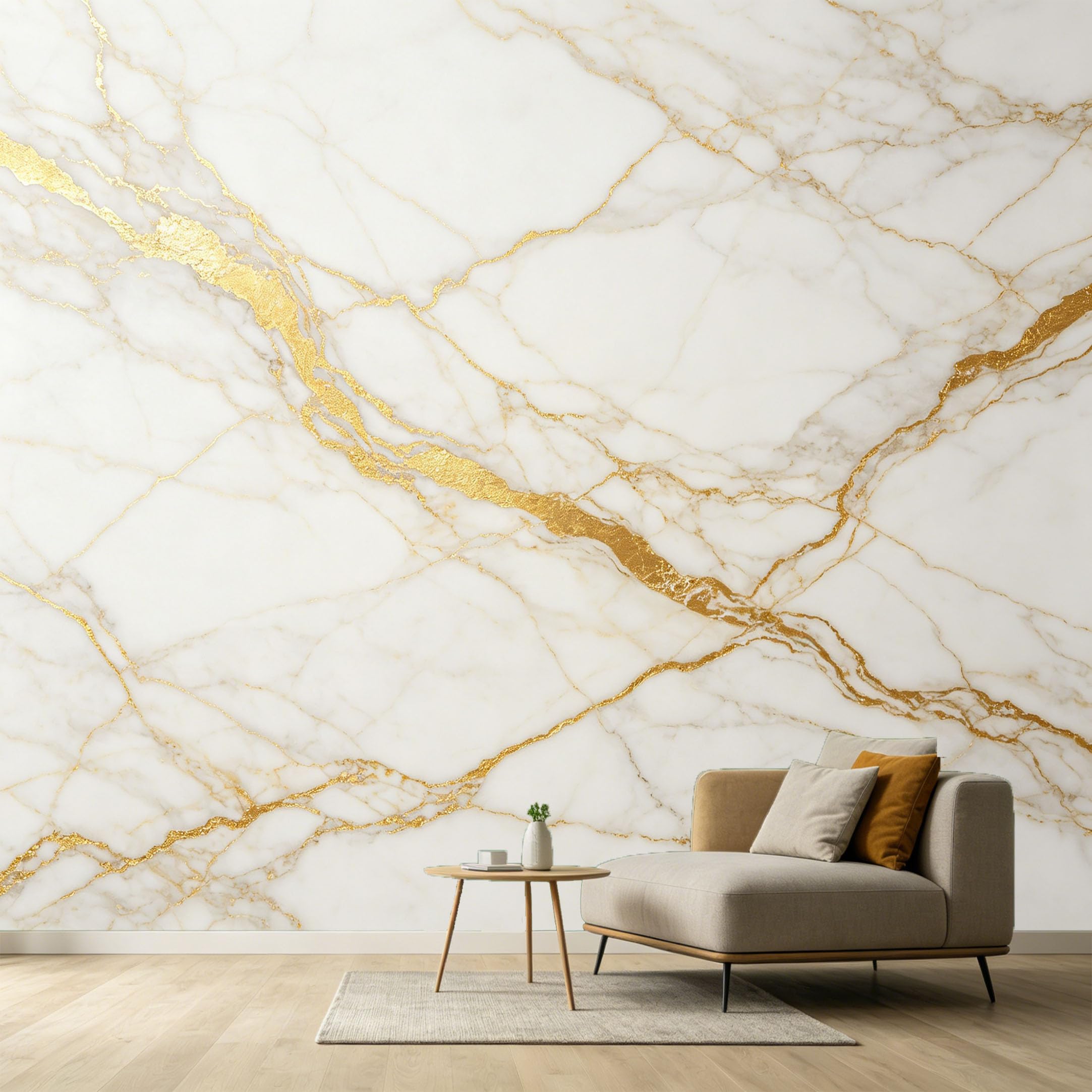 Custom Size Wall Murals Modern Minimalist Abstract White Marble Gold Veins Textured SelfAdhesive Wall Fabric Removable Large Wallpaper for Photo Living Room