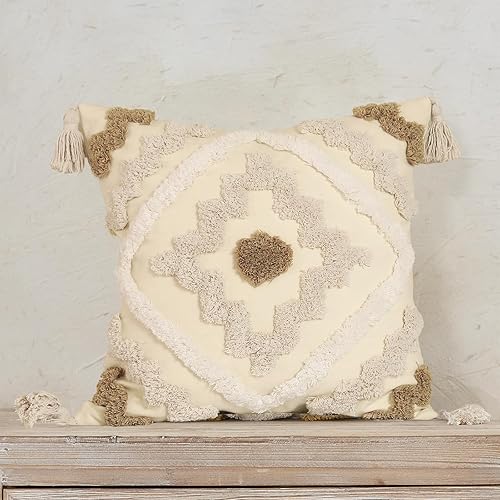 Snugtown Funda de almohada tejida estilo bohemio, moderna funda de cojín decorativa con patrón de diamante cheurón, funda de almohada rural para