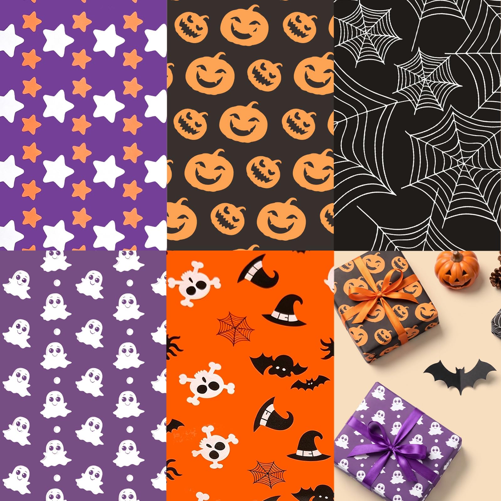 100 Sheets Halloween Tissue Paper, 50 x 35cm Halloween Wrapping Paper