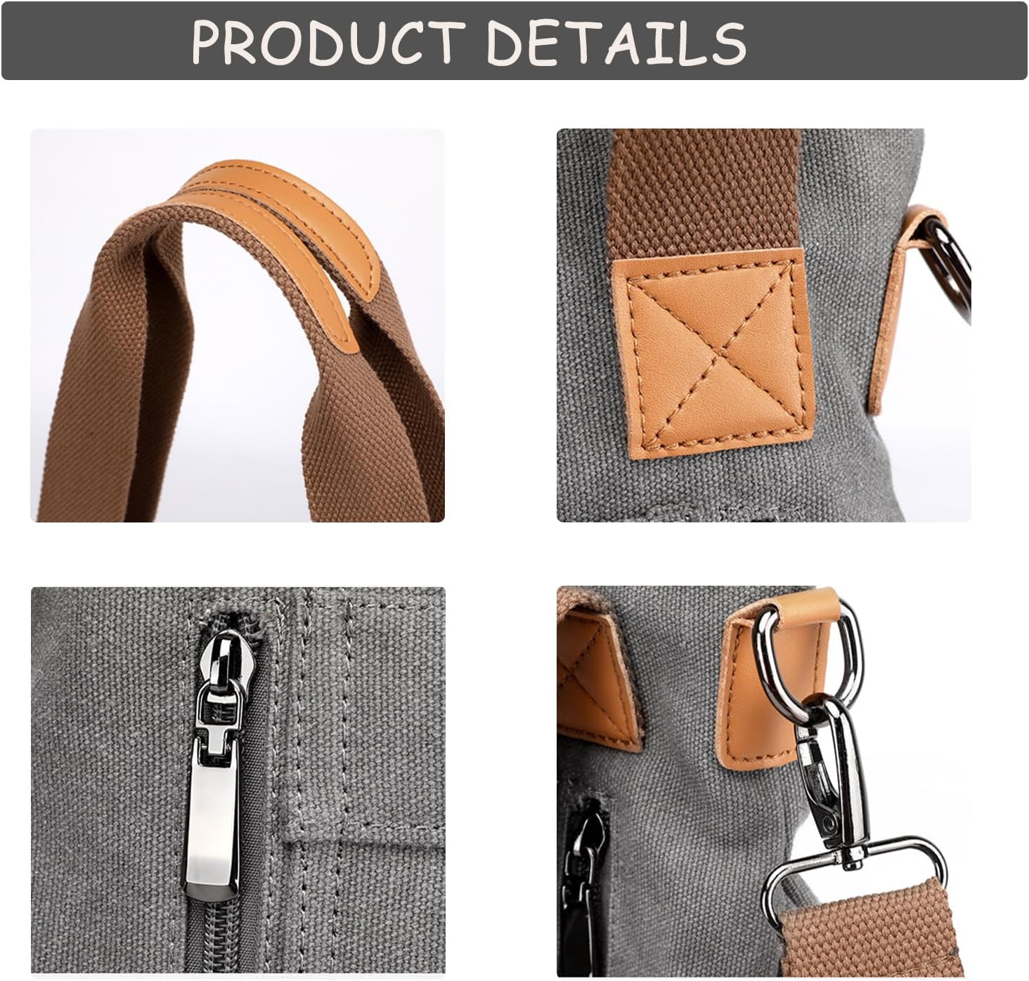 Canvas Tote Purse for Women Work Shoulder Crossbody Bag Vintage Multi-pocket Handbags - Image 7