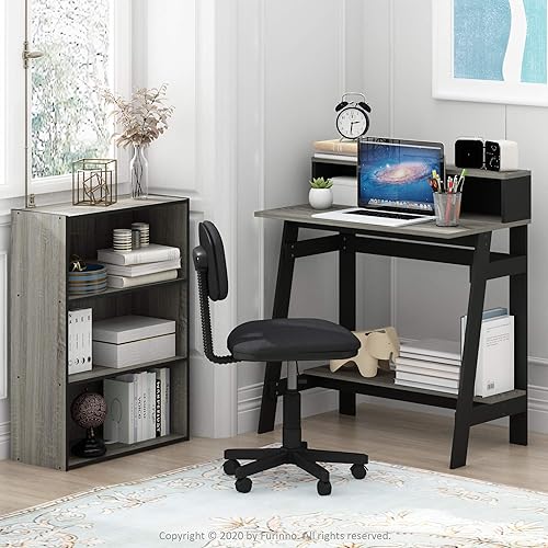 Miniatura 7 de Furinno Simplistic - Escritorio para computadora con marco A, color negro y gris roble francés Negro/Roble Francés Gris,Nuez