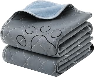 Feandrea Welpen-Unterlagen waschbar, auslaufsicher, 2er Set, 90 x 60 cm | Wiederverwendbare Matten für Hunde, Hundetoilette, rutschfest, super saugfähig, grau, BASCO Kollektion PTD016GD01