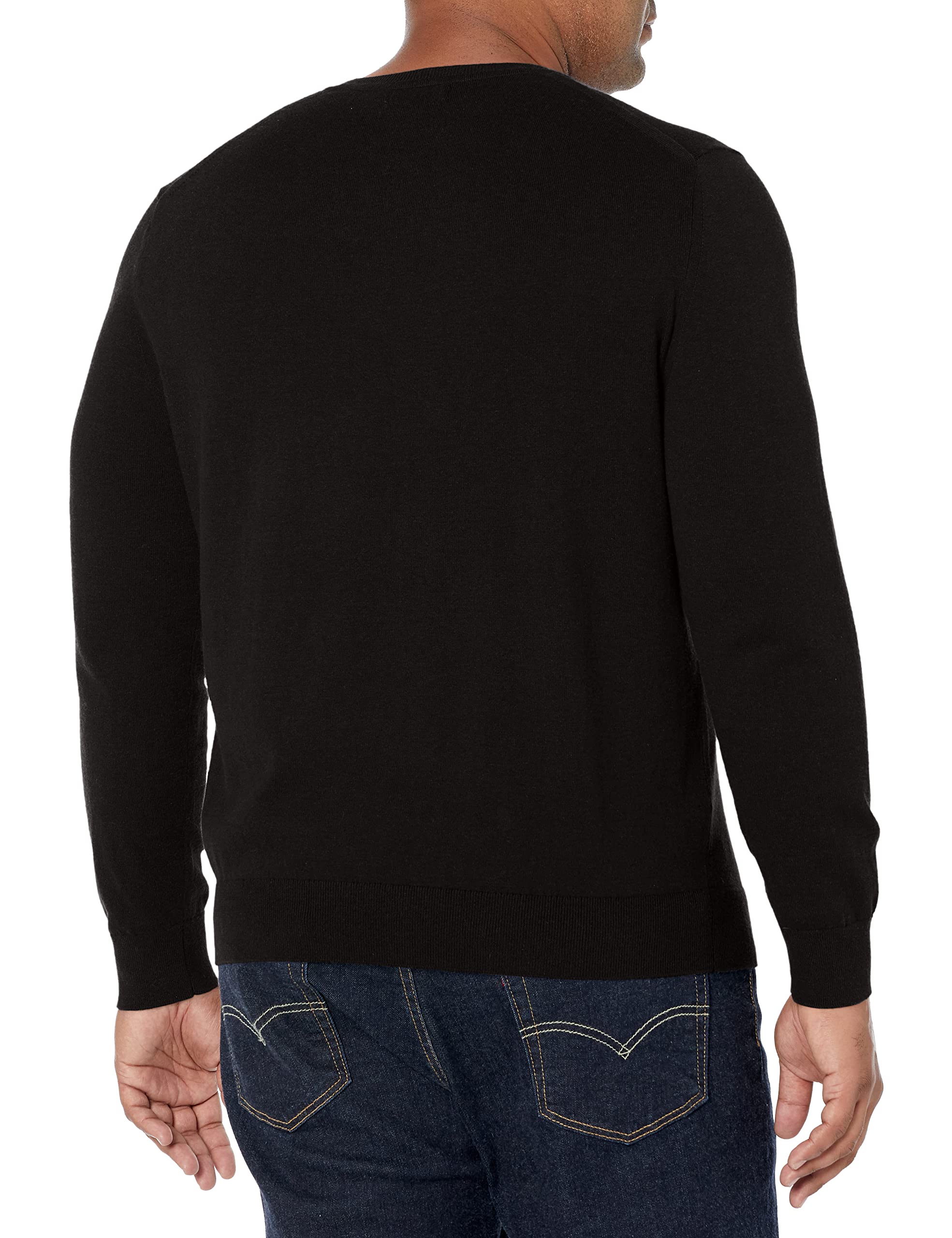 Nautica Men's Classic Fit Soft Lightweight Jersey V-Neck Sweater, True Black, Small