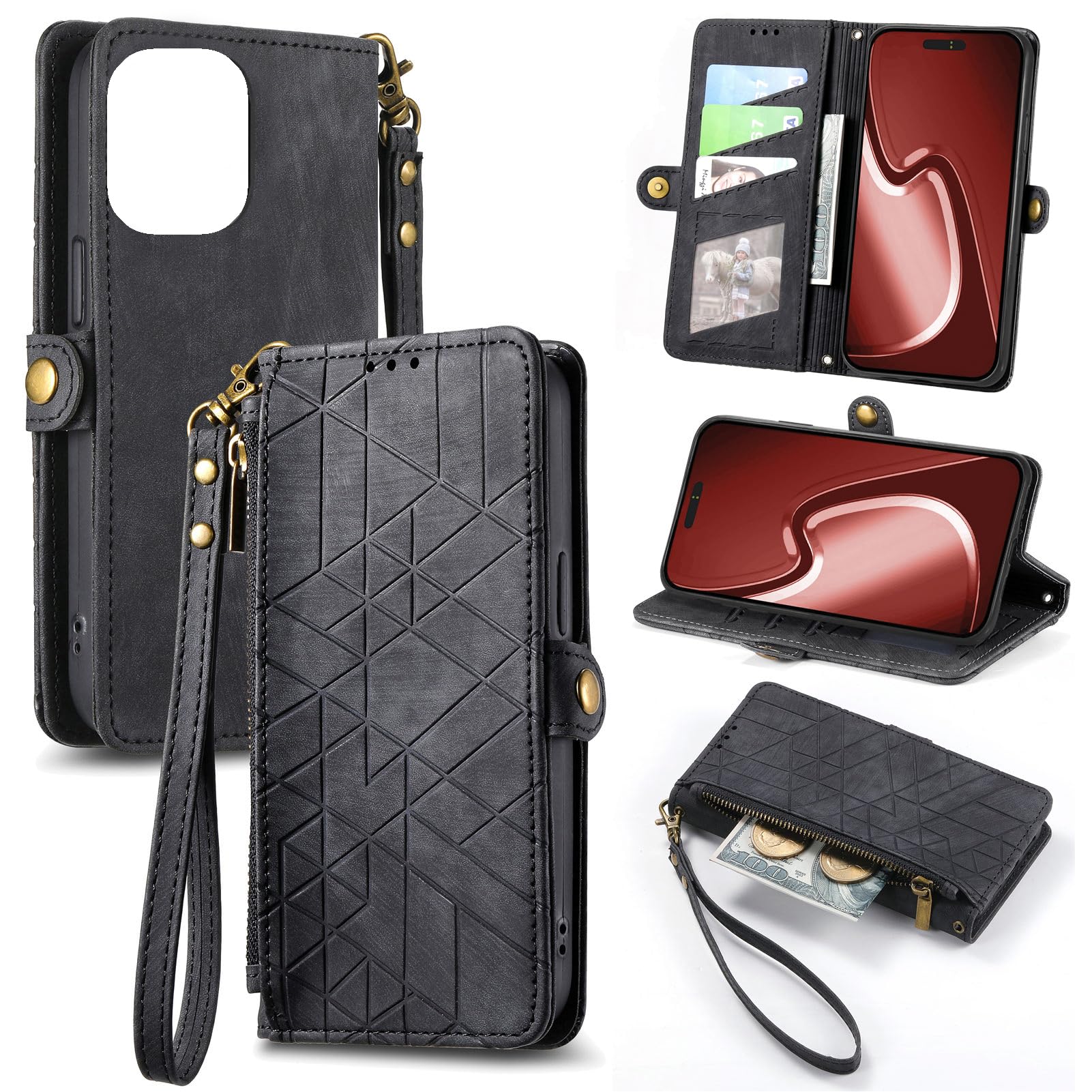 PU Leather Compatible with Huawei Enjoy 9 Flip Stand Cover,Compatible with Huawei Y7 2019 / Y7 Pro 2019 / Y7 Prime 2019 Card Holder Magnetic Closure Phone Case Black