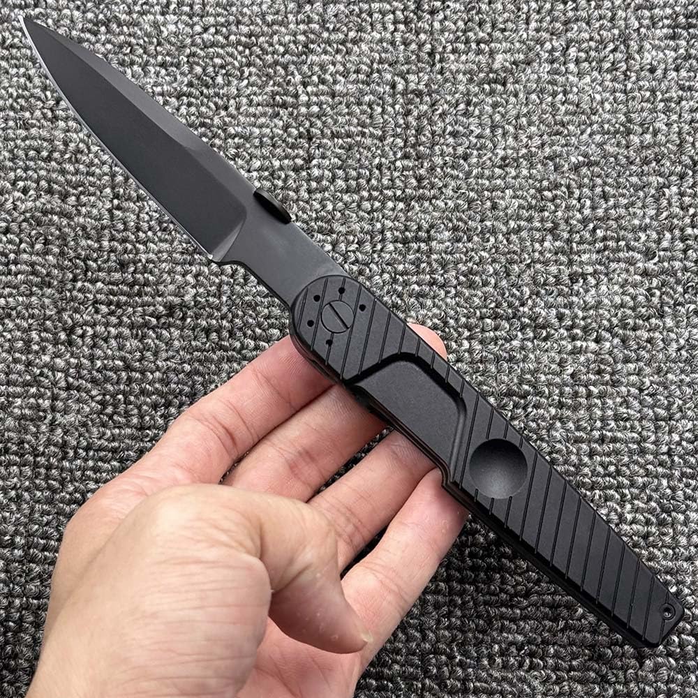 Joa Klappmesser 8.7" Taschenmesser Tragbar aus schwarz stahl, Alu aluminium, Slim Outdoor Messer Survival Jagdmesser Scharfes Einhandmesser, EDC Messer, N690 edelstahlklinge, Ergonomisches Design