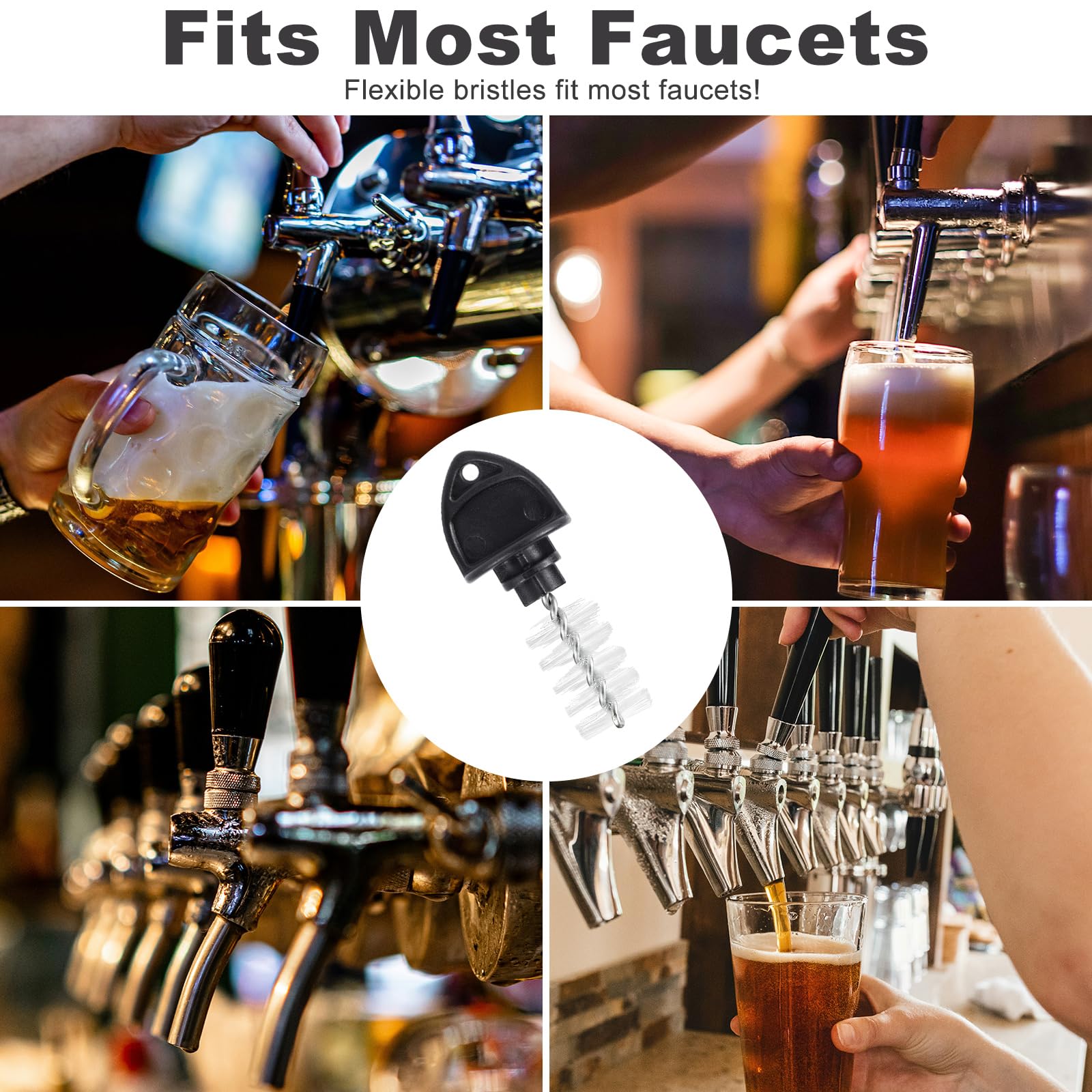 NQEUEPN 10 Pz Beer Tap Plug Brushes, Tappi di Plastica per la Pulizia dei Rubinetti della Birra Spazzole per la Pulizia dei Rubinetti della Birra alla Spina per Ristoranti e Bar Domestici (Nero)