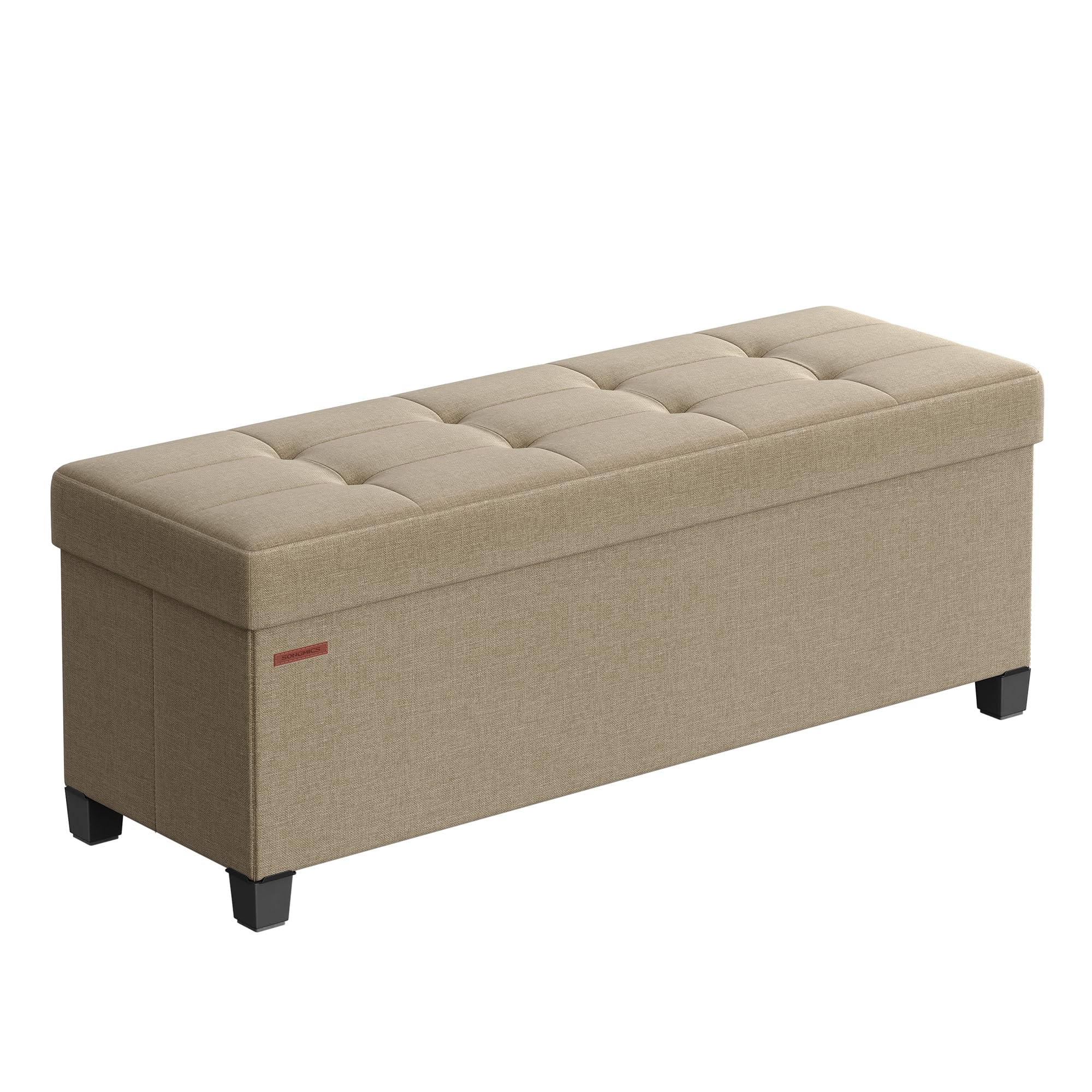 SONGMICS Storage Ottoman Bench, Camel Brown, 43x15x15.7