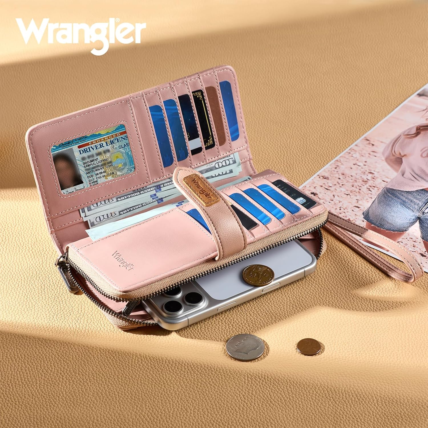 X Wrangler Women's Wallets Bifold Wristlet Wallets for Women Large Capacity Credit Card Wallet with ID Window