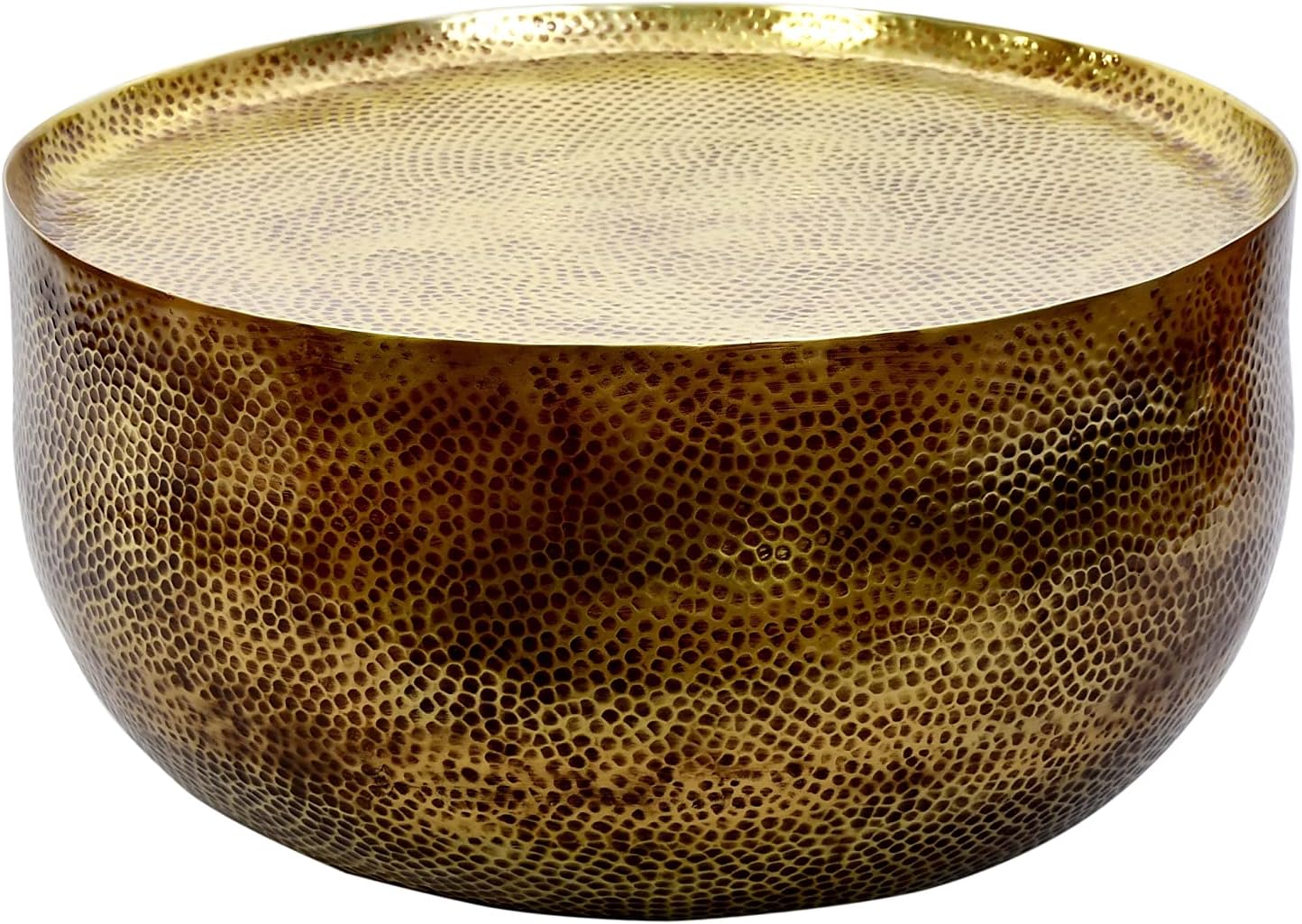 Moroccan Brass Antique Hammered Coffee Table Modern Contemporary Round Metal Handmade