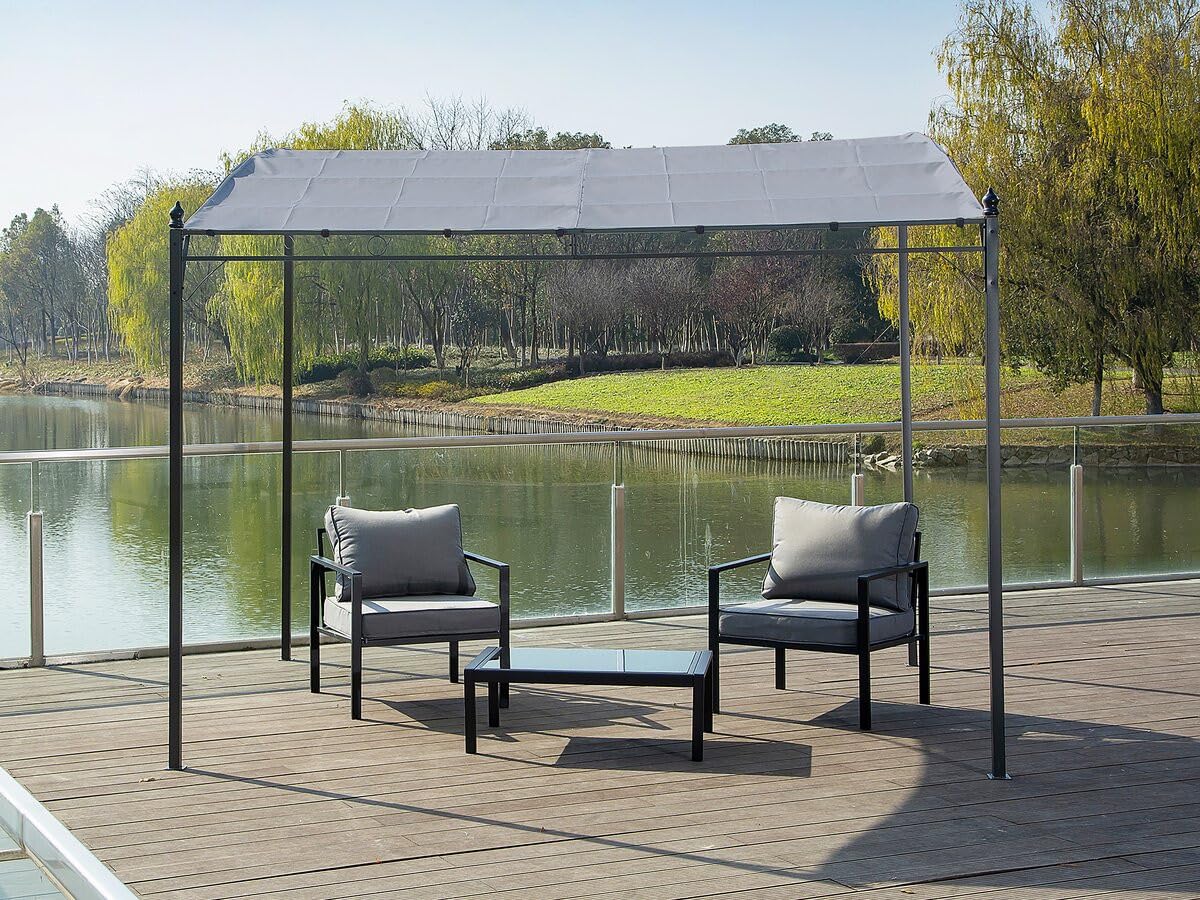 Habitat et Jardin Pérgola metálica Inclinada adosada - 3 x 2,5 m - Gris