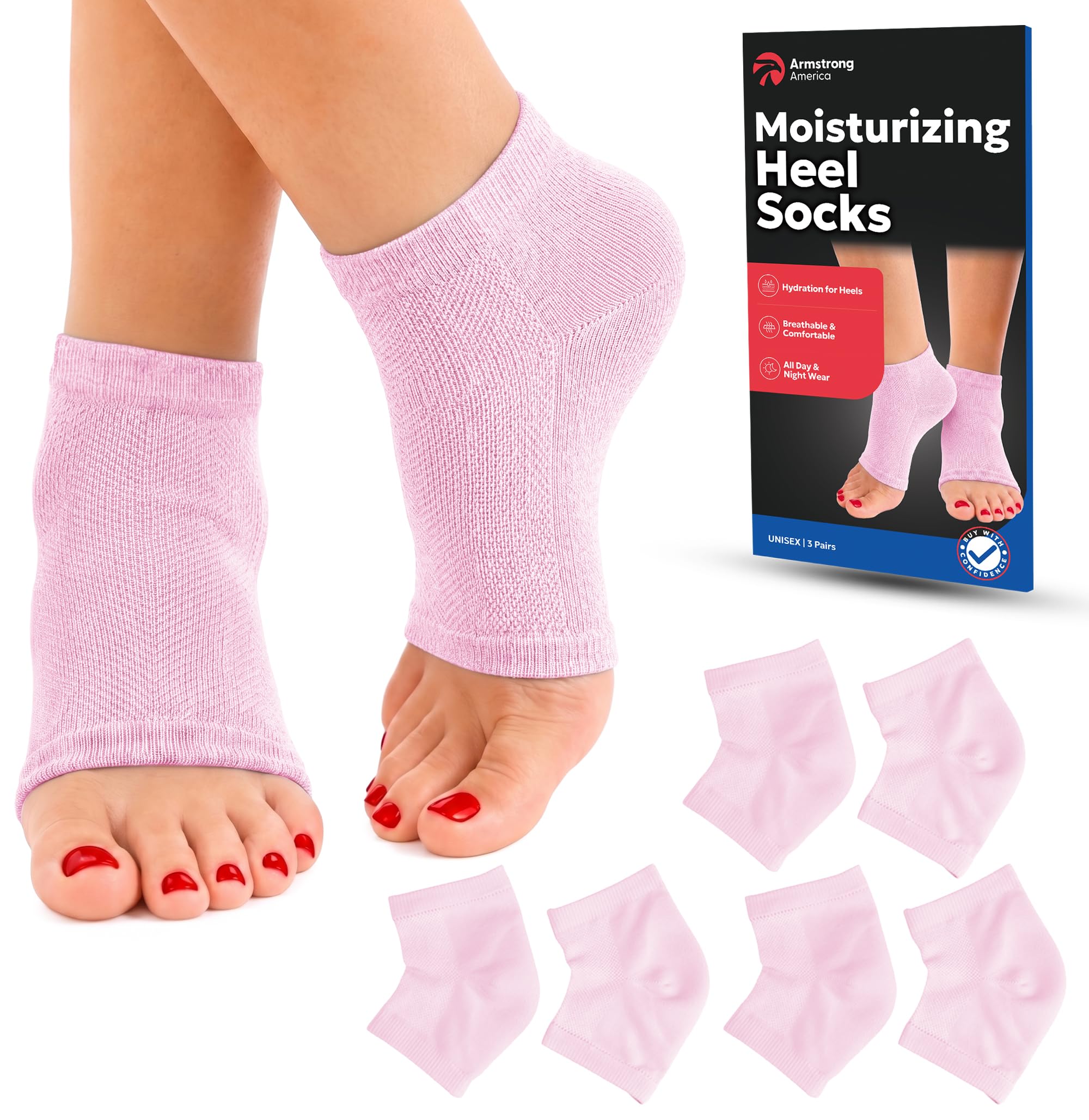 Moisturizing Socks for Women & Men | Aloe Vera Cracked Heel Treatment | Foot Callus Remover | Aloe Socks for Cracked Heels & Dry Cracked Feet (3 Pairs