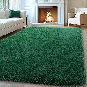 8x10 Rugs for Living Room, Large Fluffy Dark Green Area Rugs for Bedroom, Soft Carpet Shag Kids Room Rug, Non-Slip Fuzzy Rugs Indoor (8ft x 10ft, Dark Green)