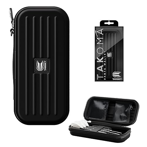 Target Darts Takoma - Cartera para dardos de tamaño regular, color negro | Almacena 3 dardos y accesorios totalmente montados | Soporte para dardos