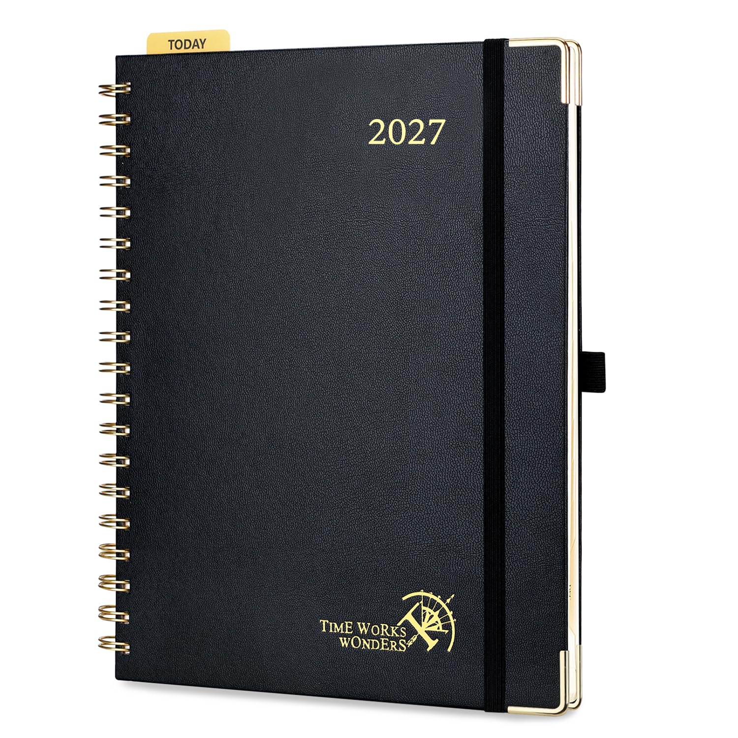 POPRUN 2027 Diary A4 Week To View Golden Spiral Hardcover 27 Weekly Planner