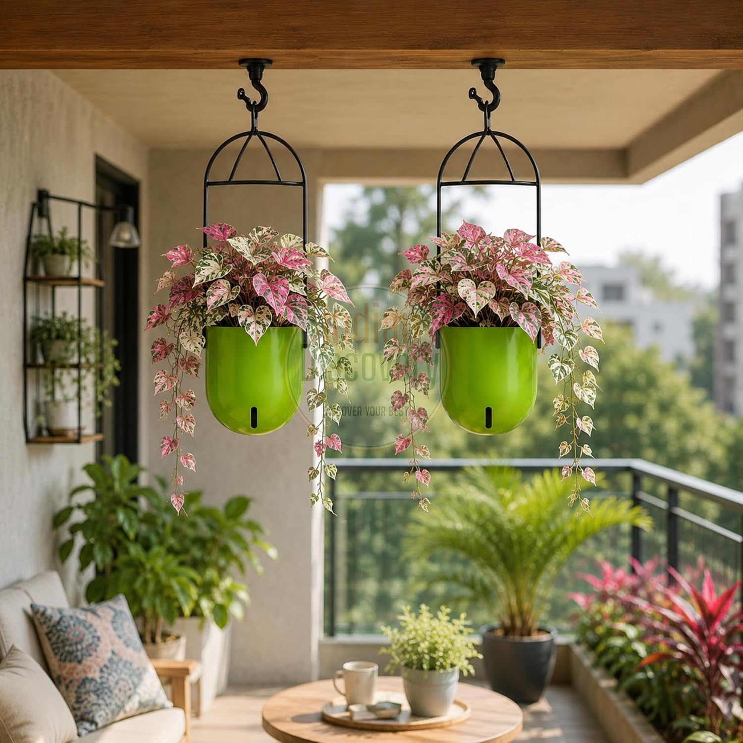 Indian Discovery® Self Watering Ceiling Hanging Planter|Hanging/Hooked Flower Pots for Home, Balcony, Garden Decor Flower ...