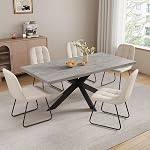 ZckyCine 7-Piece Ensemble de table à manger extensible, 51"-67" Table rectangulaire moderne avec 6 Chaises en cuir faux – Ensemble de cuisine pour l'espace 6, Idéal pour les repas en famille & Entrée