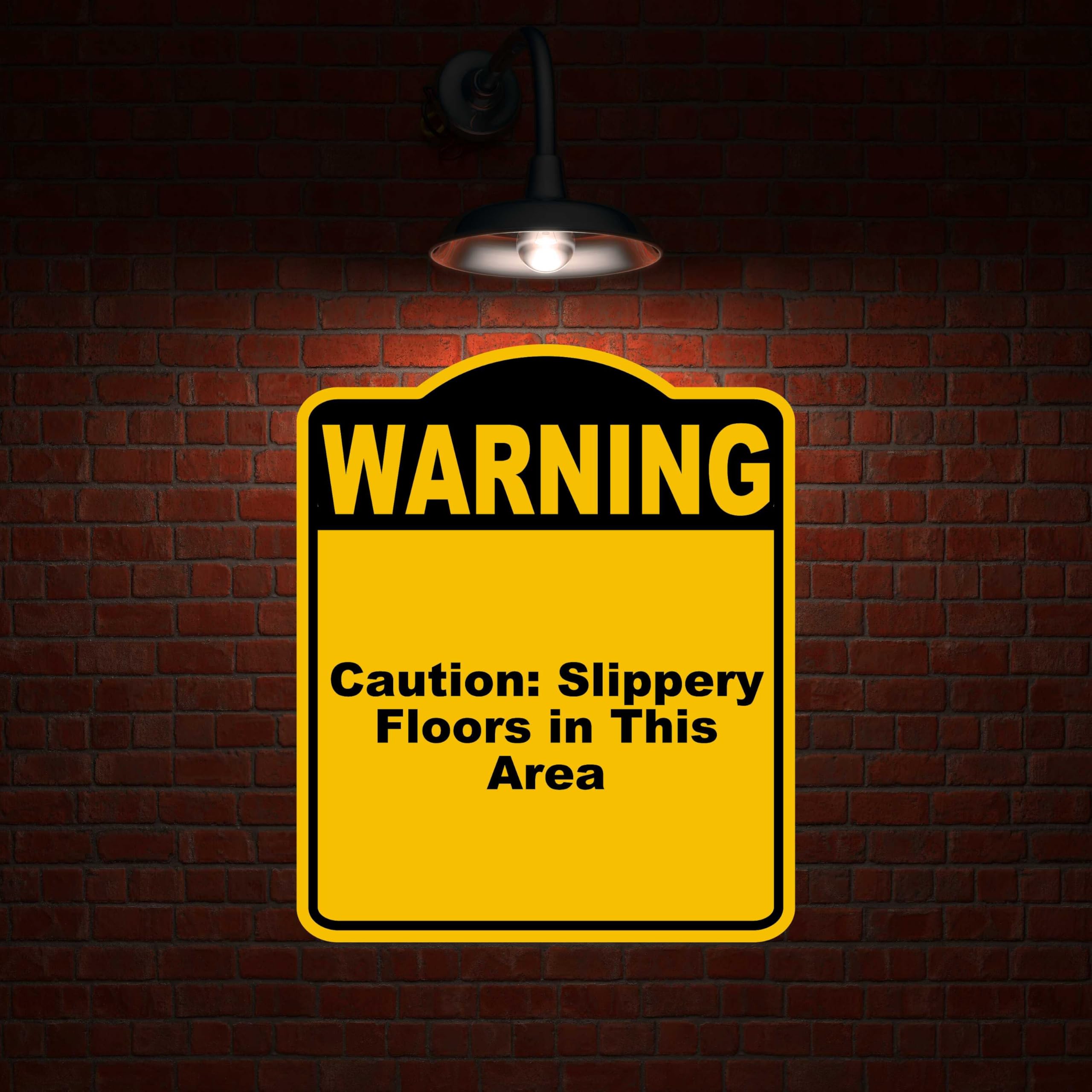Caution Slippery Floors in This Area Warning Yellow Black Aluminum Composite Sign 8.5 x 10 inches