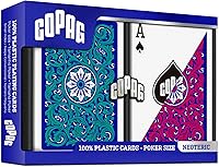 Vista 3 de Copag 1546 Neoteric Design - Juego de cartas 100% de plástico, tamaño de póquer (estándar) verde/rojo (índice regular, 6 juegos)