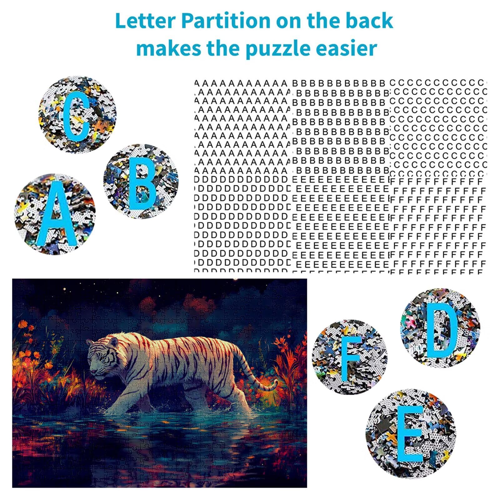 Puzzle 3000 elementów Zwierzę Dorosły Tygrys 122 x 81 cm Unikalne Rzemiosło Klasyczne 3D Drewniane układanki do rodzinnych gier aktywnych, układanka do samodzielnego wykonania nawet do dekoracji ścian
