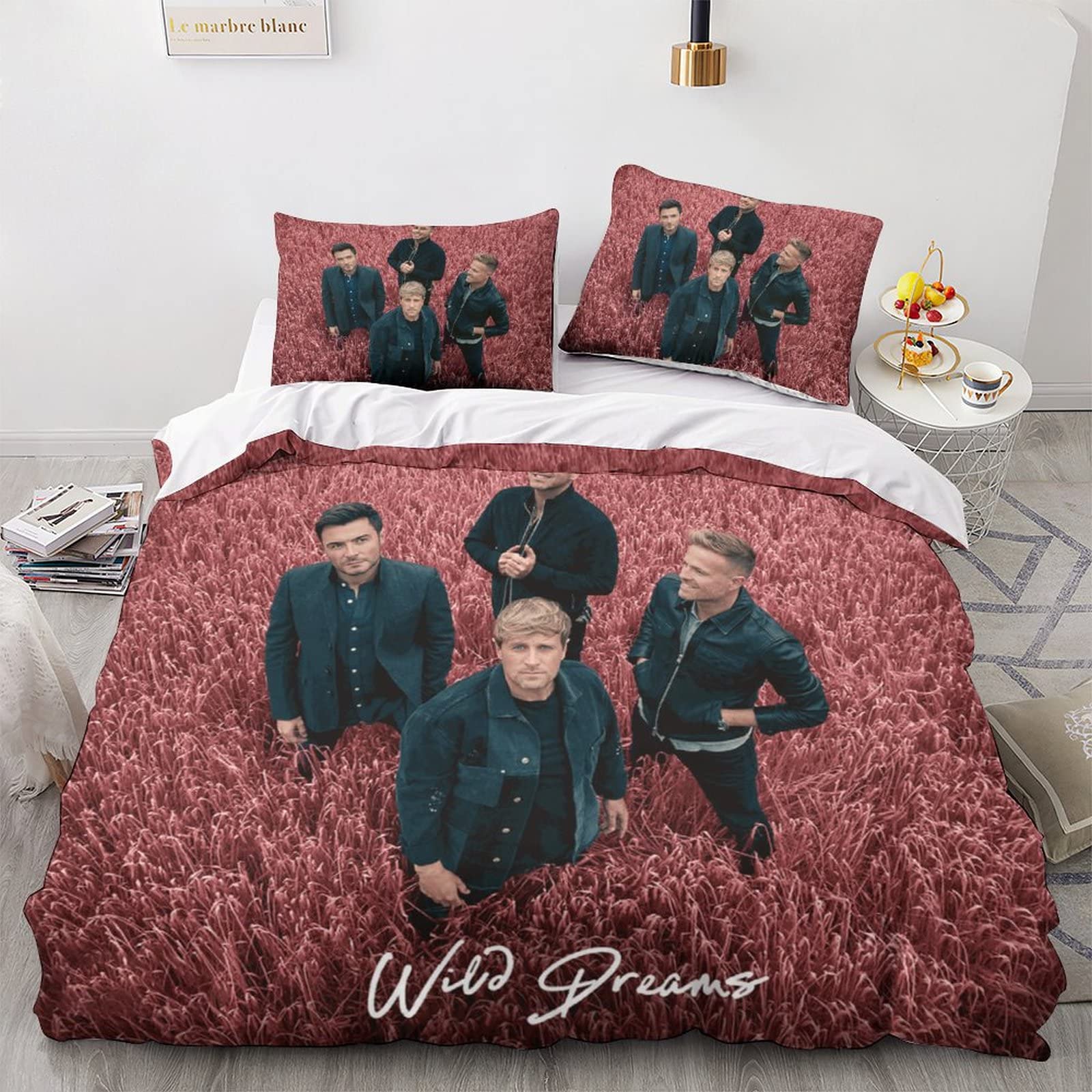 XYueww Westlife Band Fashion 3D Duvet Cover Set Microfibre Soft Quilt Covers Easy Care Hotel Quality Bedding Sets with Pillowcase 3Pcs Set Double（200x200cm）
