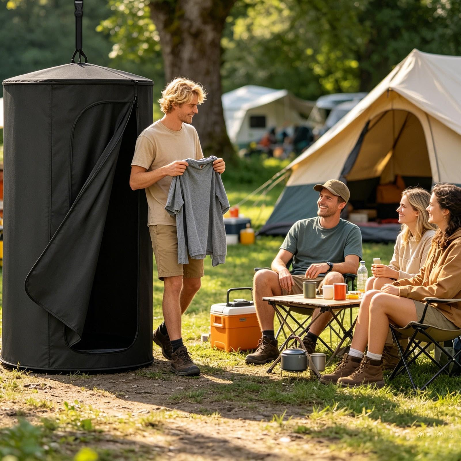Tente Cabine D'essayage Portable, Cabine D'essayage Instantanée avec | Abri De Douche Étanche Et Léger, Facile À Installer Sur La Portière De Voiture, Idéal Pour La Plage, Le Camping Et Les