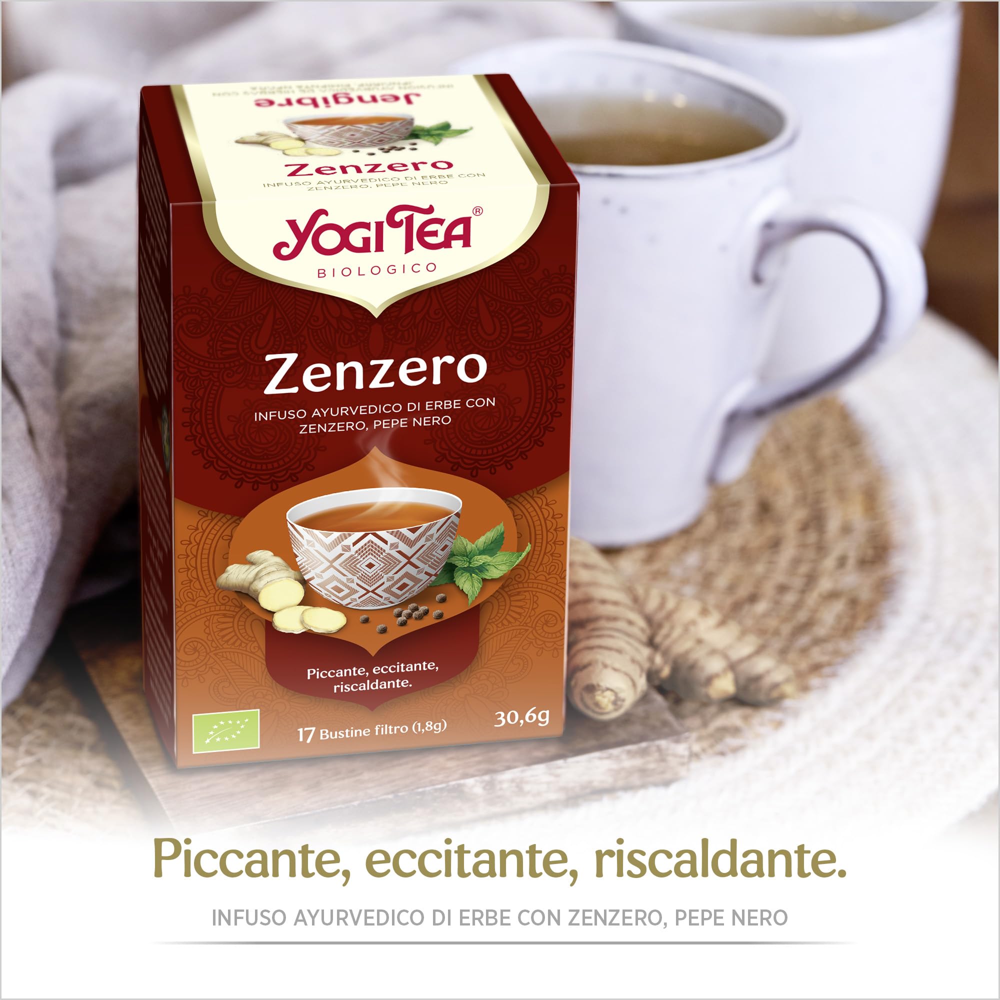 Yogi Tea Zenzero Bio - Infuso Ayurvedico - Miscela di Zenzero e Pepe Nero - Senza Caffeina - Confezione da 6x17 bustine (102 bustine in totale)
