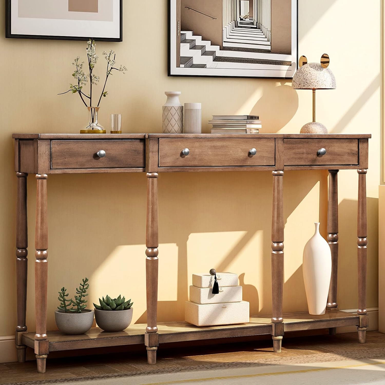 Amazon.com: Amposei Entryway Console Table 58-Inch Wood Entry Table ...