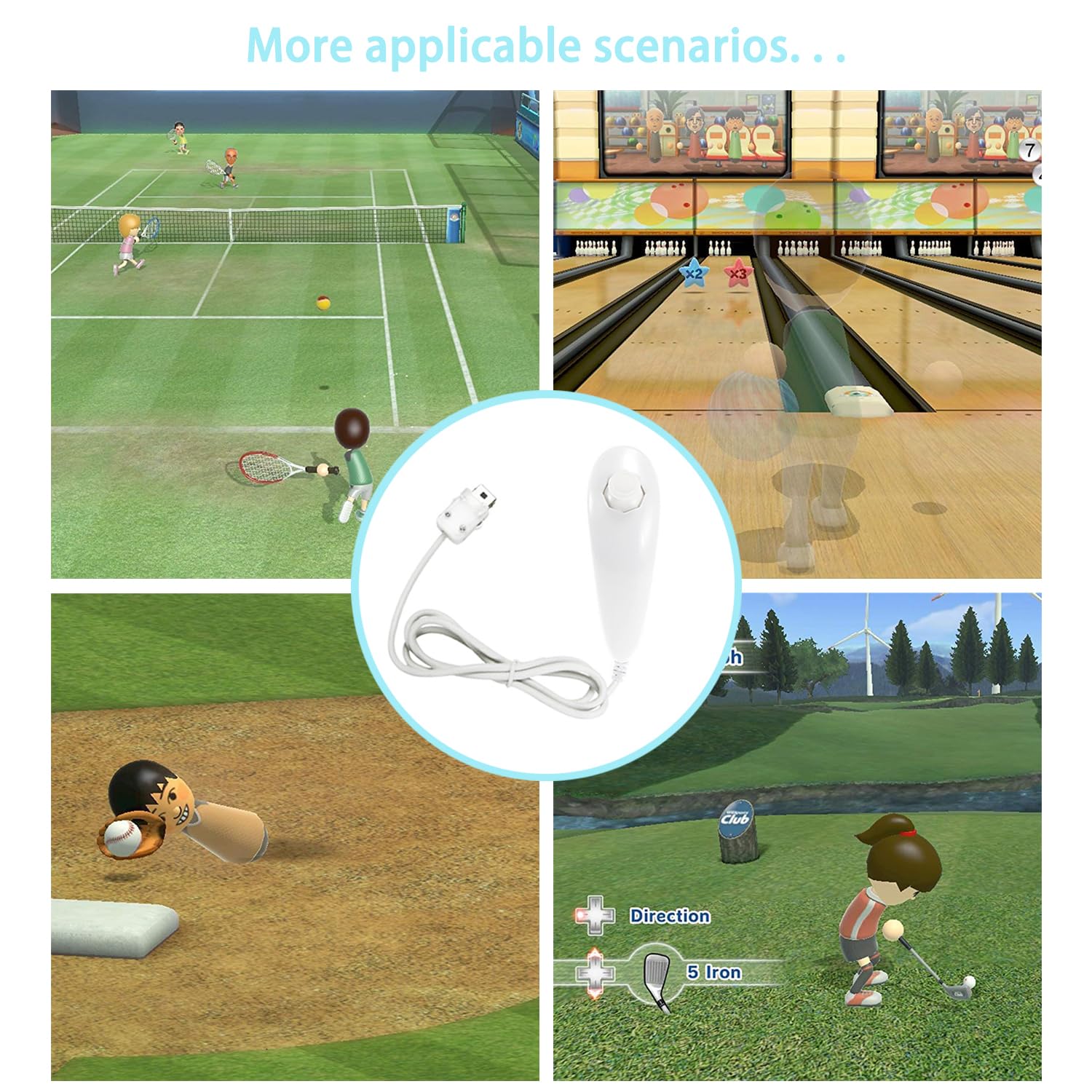 JINHEZO Nunchuck Controller Joystick Gamepad Replacement for wii Nunchuck Controller, Compatible with Nintendo Wii & Wii U Video Game Gamepads White Pack of 2 - Image 7